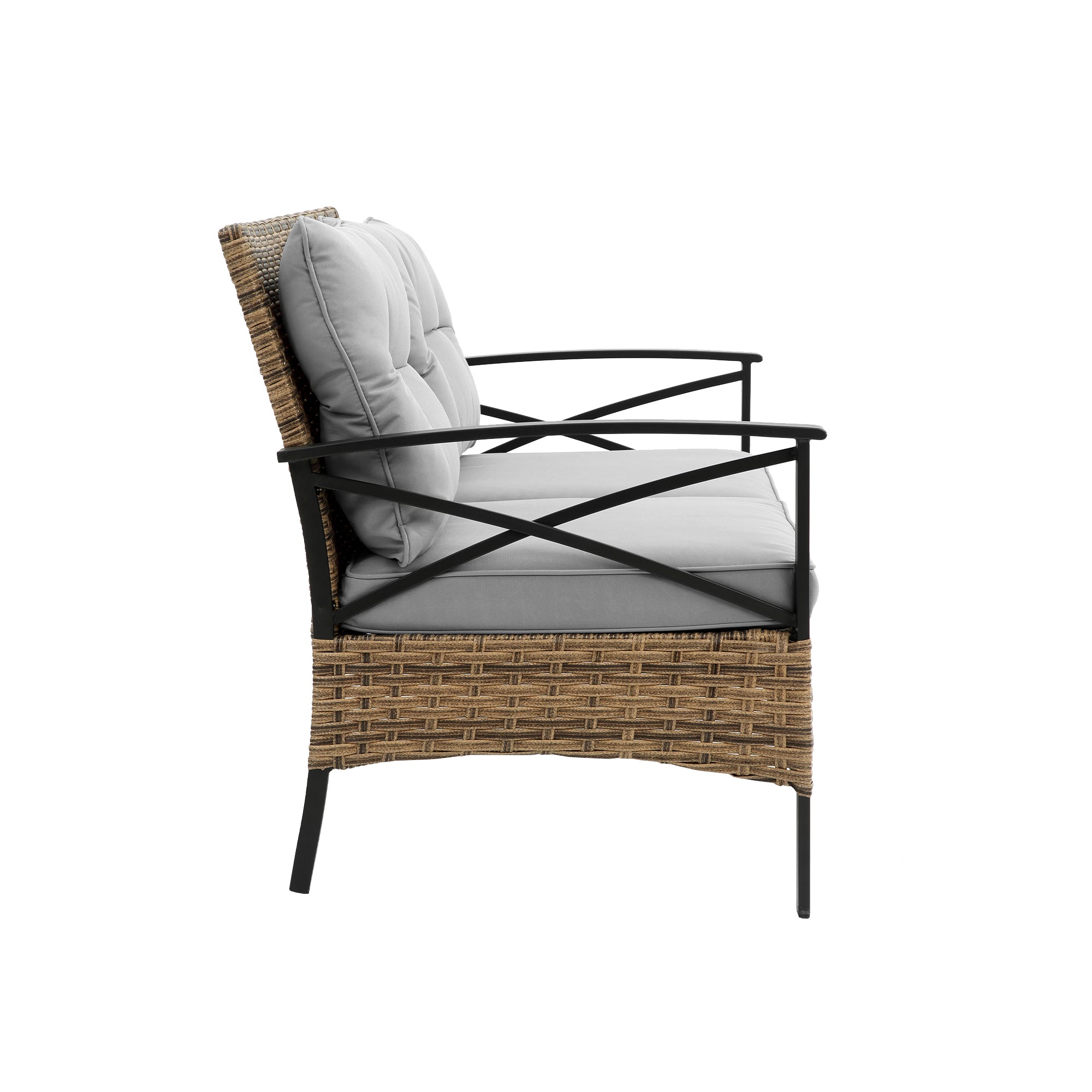 4-Piece Rattan Wicker Outdoor Conversation Set with Cushion BOHFPS01GR