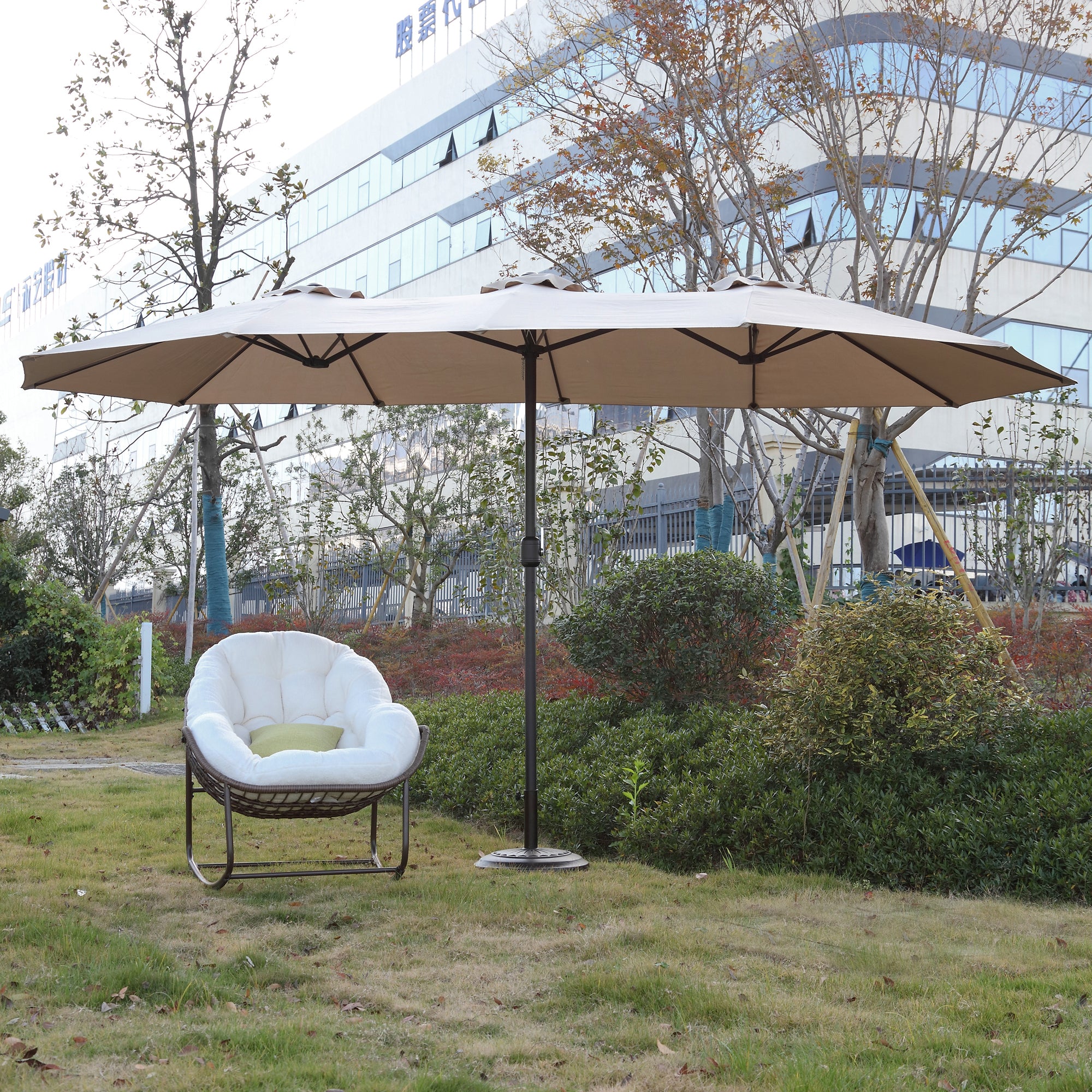 14.8 ft. Double Sided Patio Umbrella Rectangular Large with Crank BOHFPU01KH