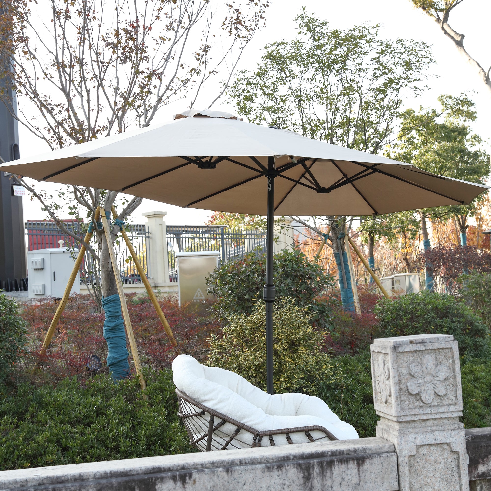 14.8 ft. Double Sided Patio Umbrella Rectangular Large with Crank BOHFPU01KH