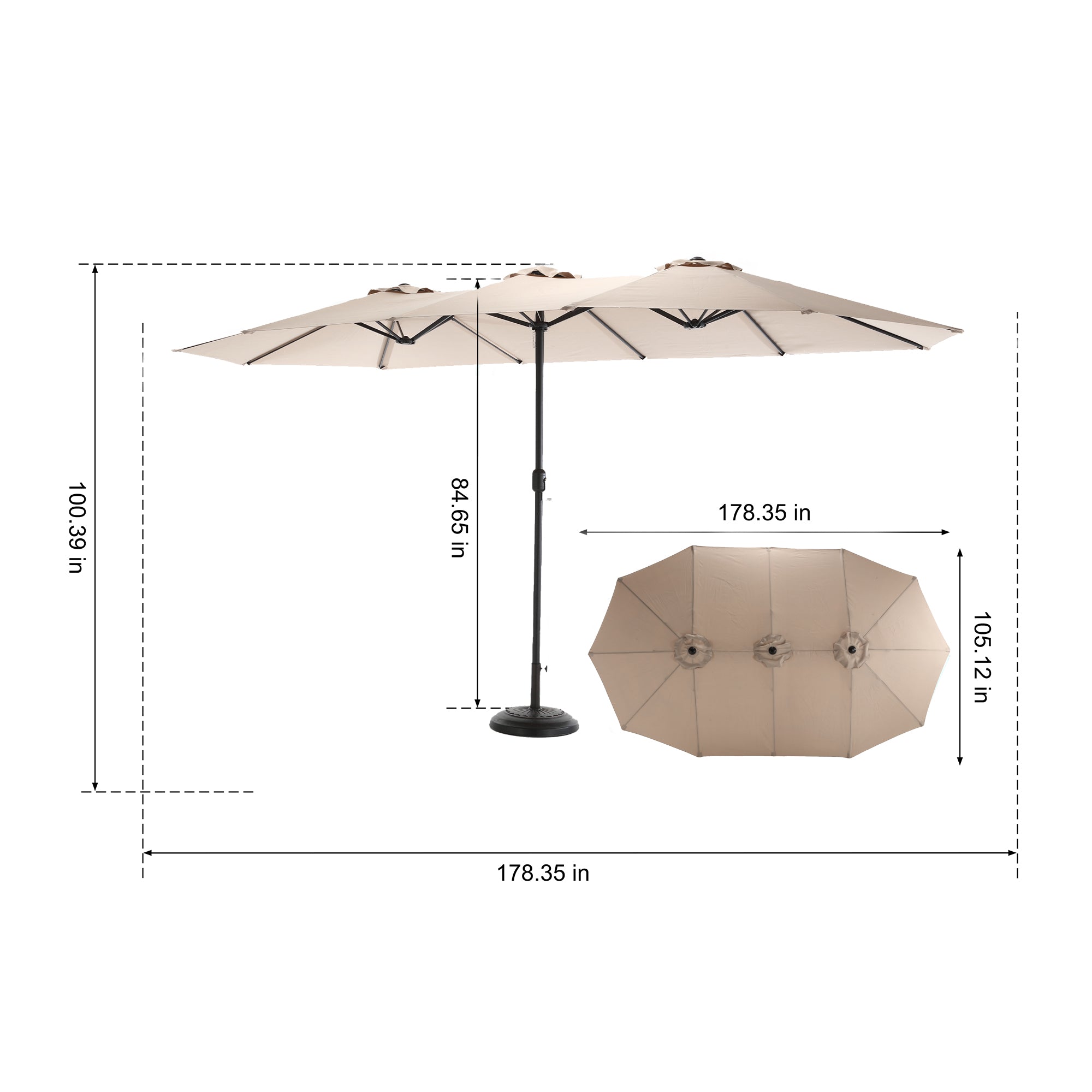 14.8 ft. Double Sided Patio Umbrella Rectangular Large with Crank BOHFPU01KH