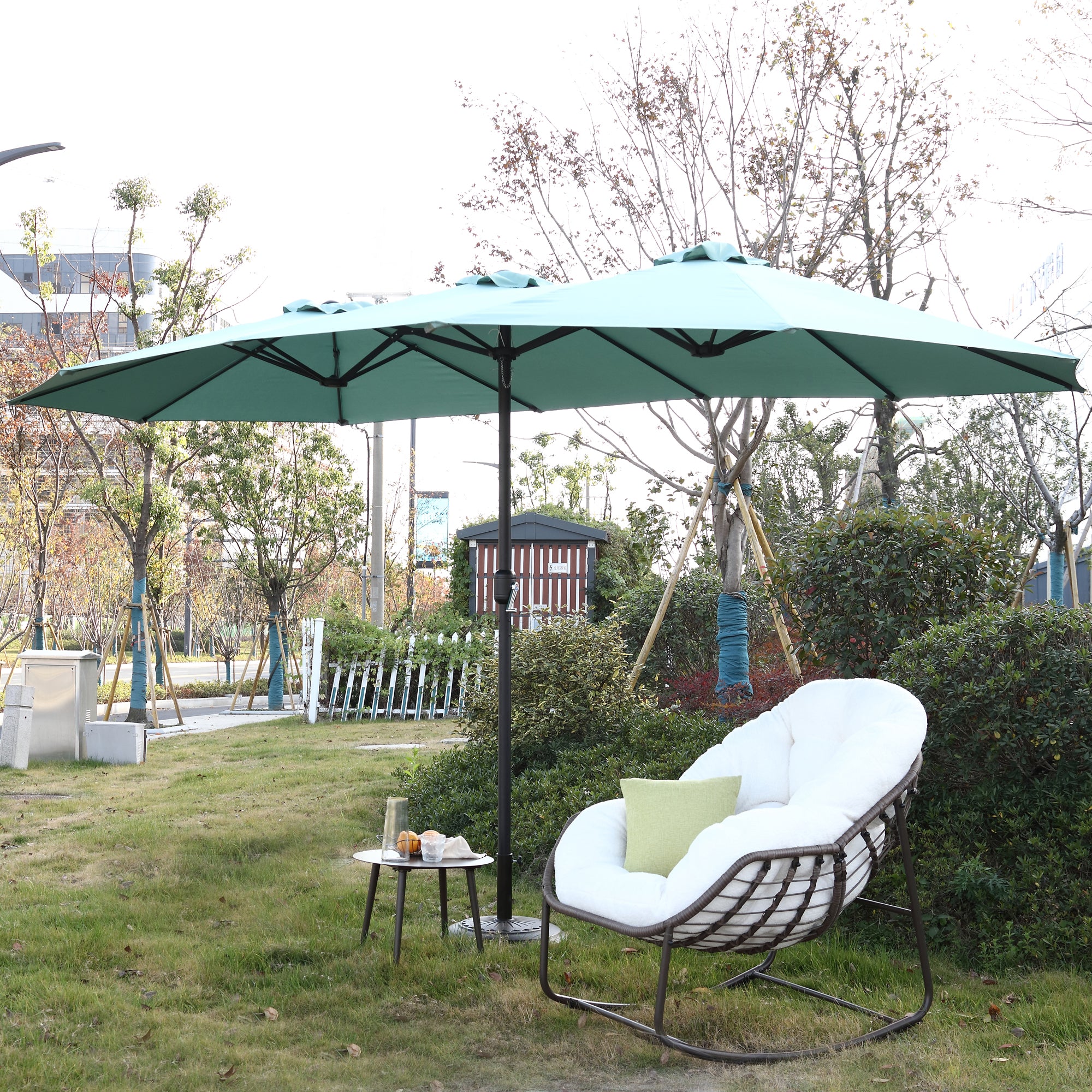 14.8 ft. Double Sided Patio Umbrella Rectangular Large with Crank BOHFPU01LG