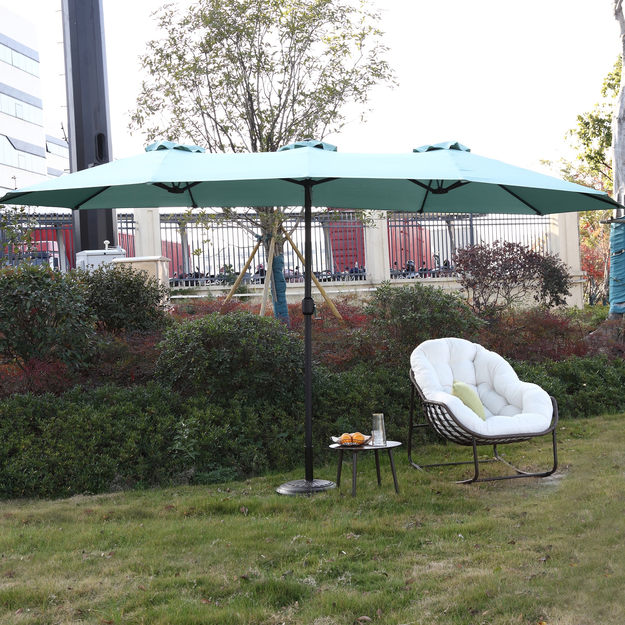 14.8 ft. Double Sided Patio Umbrella Rectangular Large with Crank BOHFPU01LG