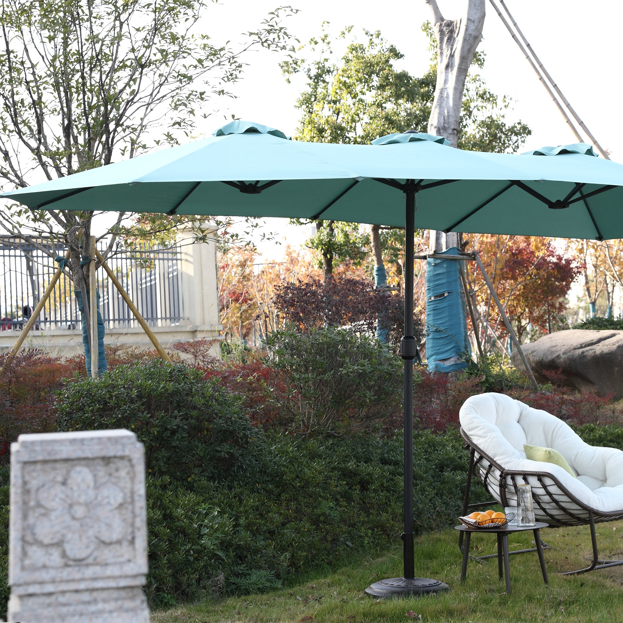 14.8 ft. Double Sided Patio Umbrella Rectangular Large with Crank BOHFPU01LG
