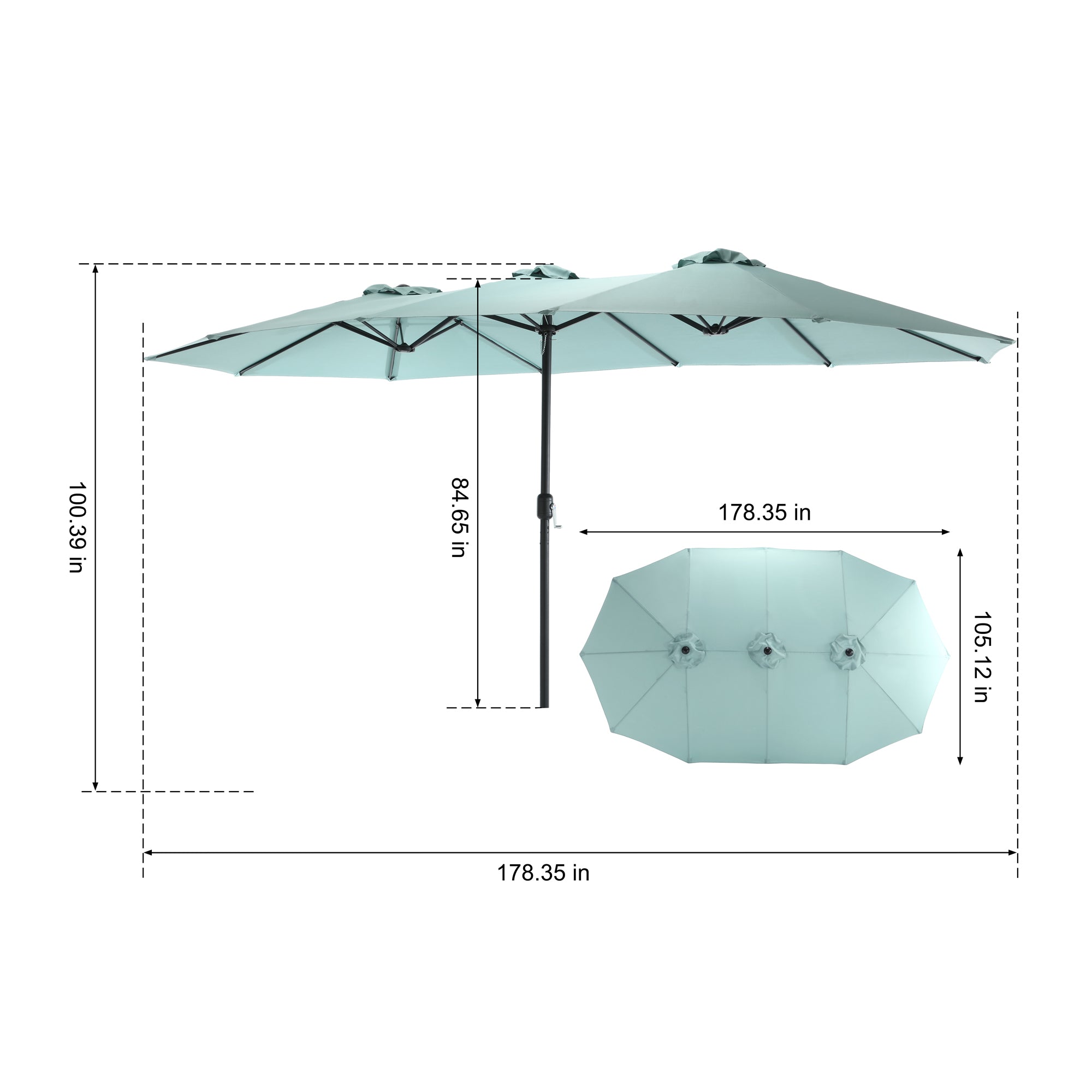 14.8 ft. Double Sided Patio Umbrella Rectangular Large with Crank BOHFPU01NB