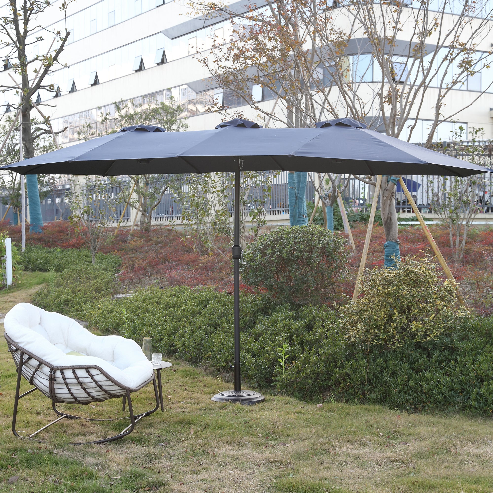 14.8 ft. Double Sided Patio Umbrella Rectangular Large with Crank BOHFPU01NB