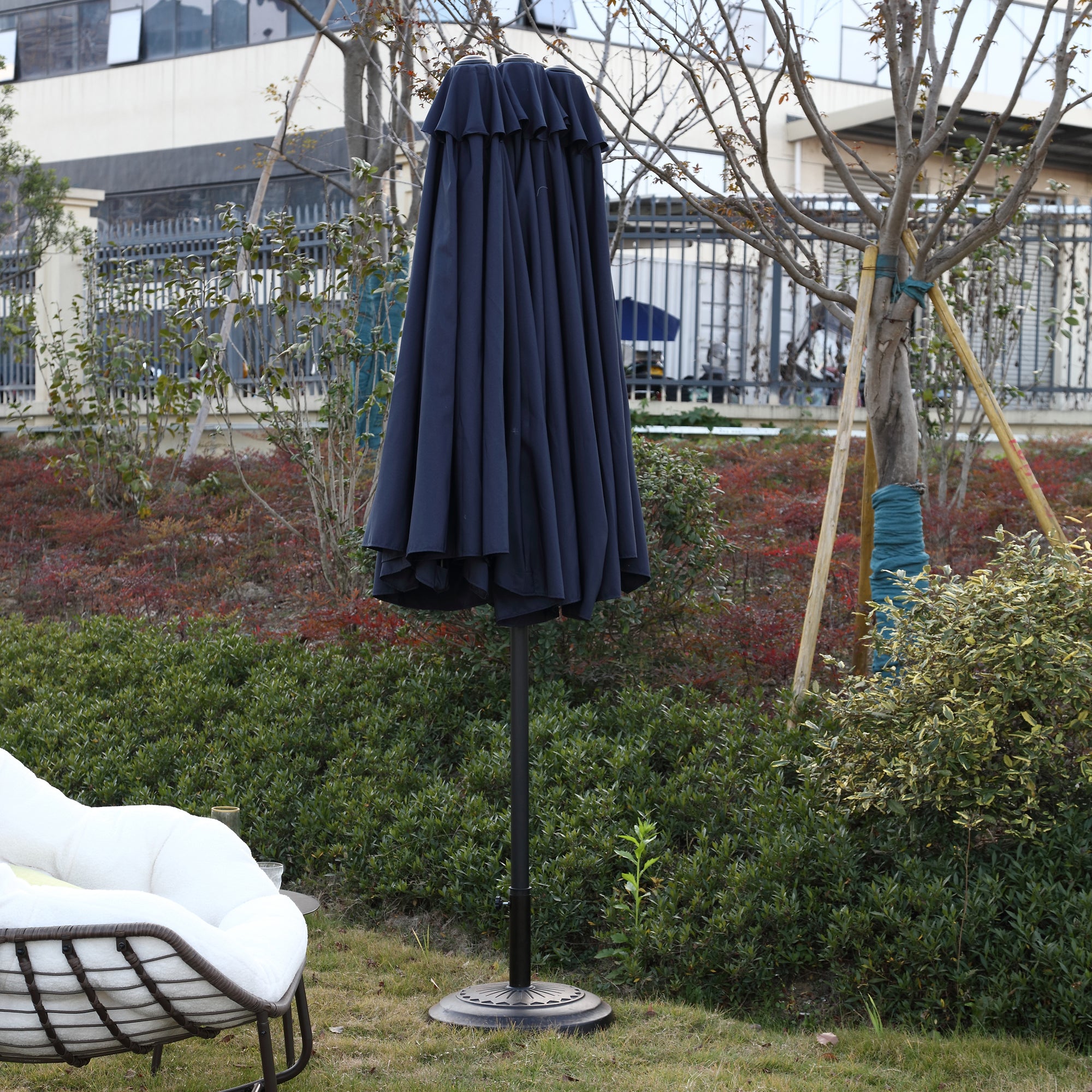 14.8 ft. Double Sided Patio Umbrella Rectangular Large with Crank BOHFPU01NB