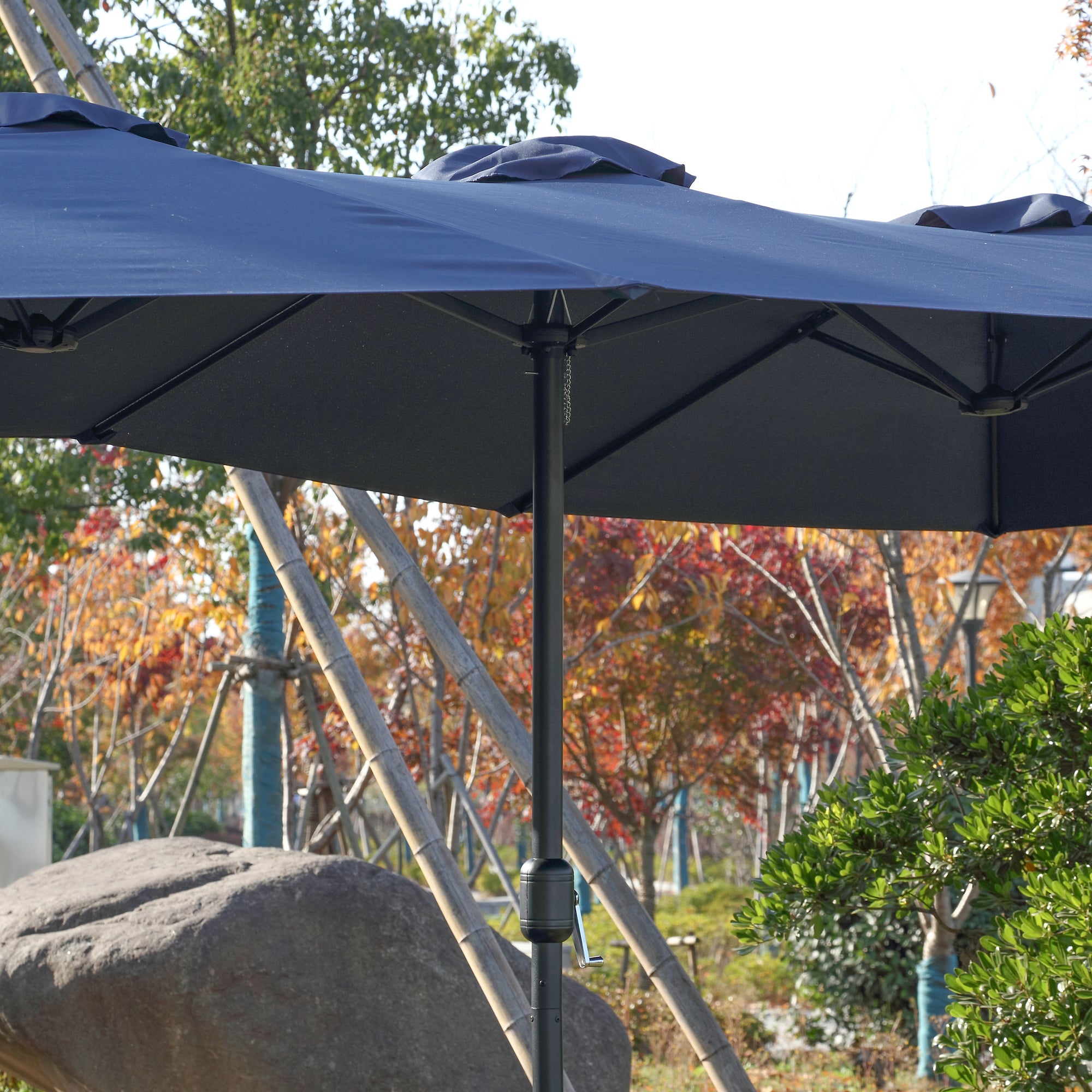 14.8 ft. Double Sided Patio Umbrella Rectangular Large with Crank BOHFPU01NB