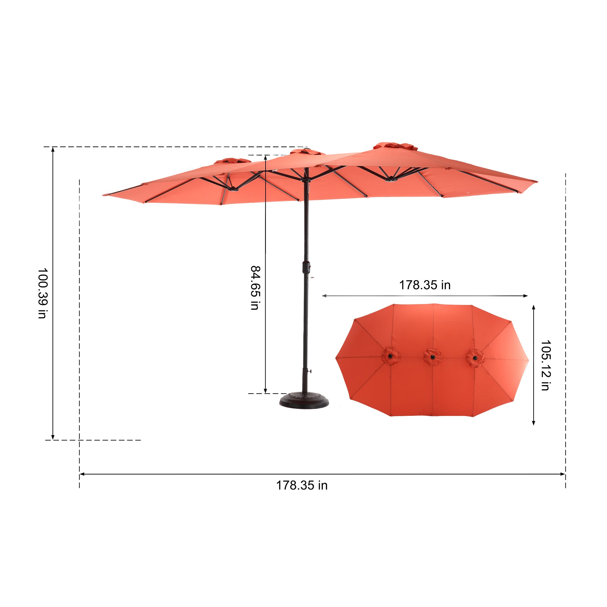 14.8 ft. Double Sided Patio Umbrella Rectangular Large with Crank BOHFPU01ORG