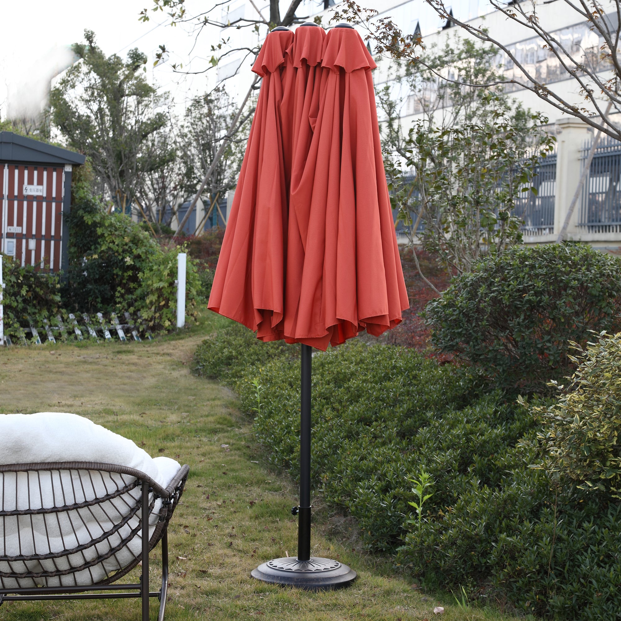 14.8 ft. Double Sided Patio Umbrella Rectangular Large with Crank BOHFPU01ORG