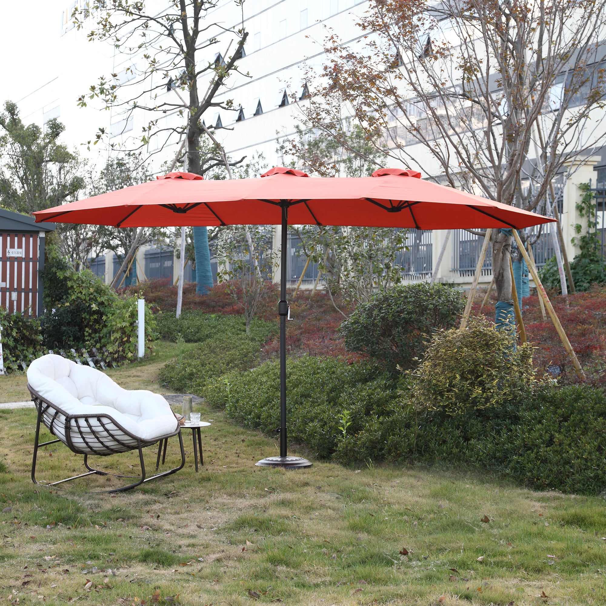 14.8 ft. Double Sided Patio Umbrella Rectangular Large with Crank BOHFPU01ORG
