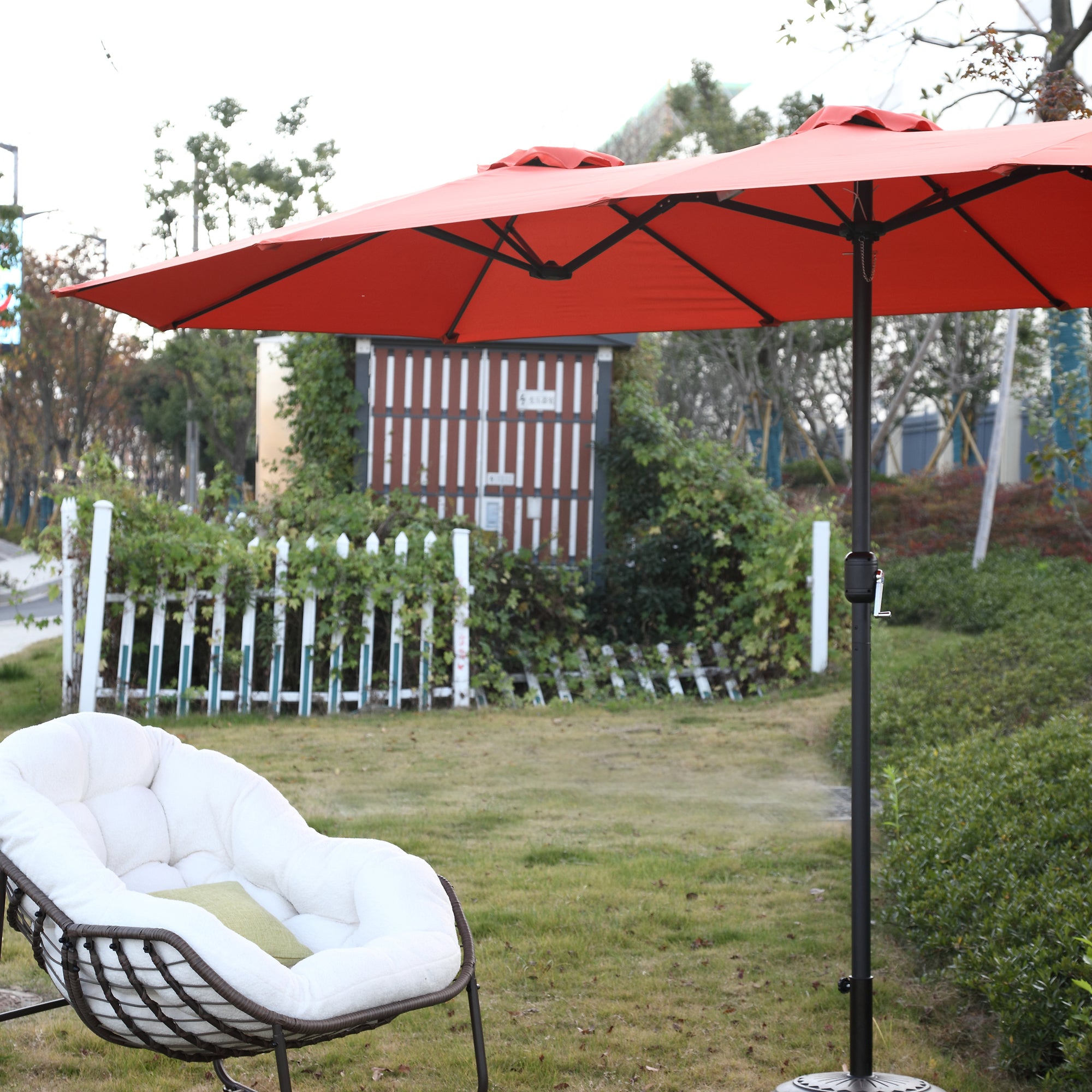14.8 ft. Double Sided Patio Umbrella Rectangular Large with Crank BOHFPU01ORG