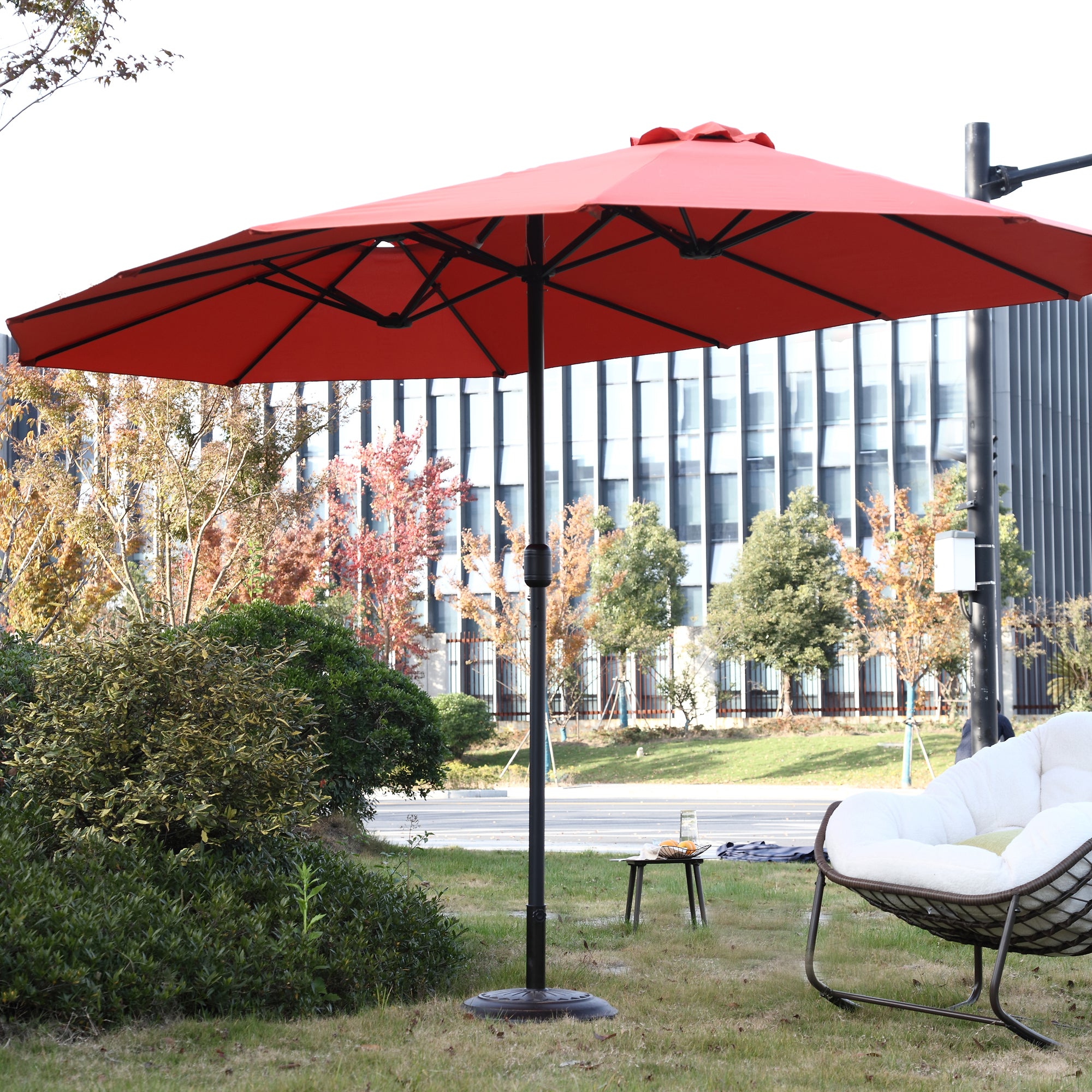 14.8 ft. Double Sided Patio Umbrella Rectangular Large with Crank BOHFPU01ORG
