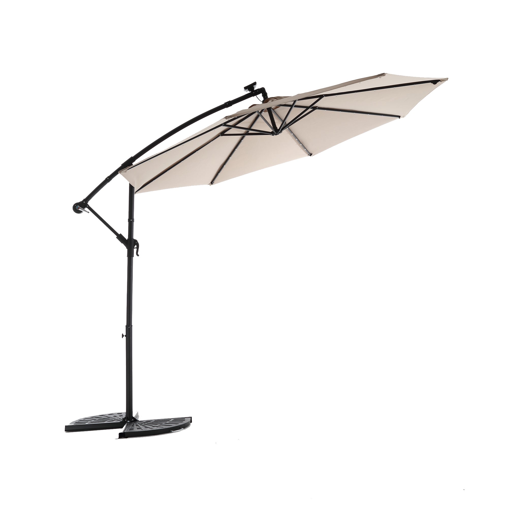 10 ft. Offset Hanging Outdoor Market Umbrella with Solar LED BOHFPU02KH