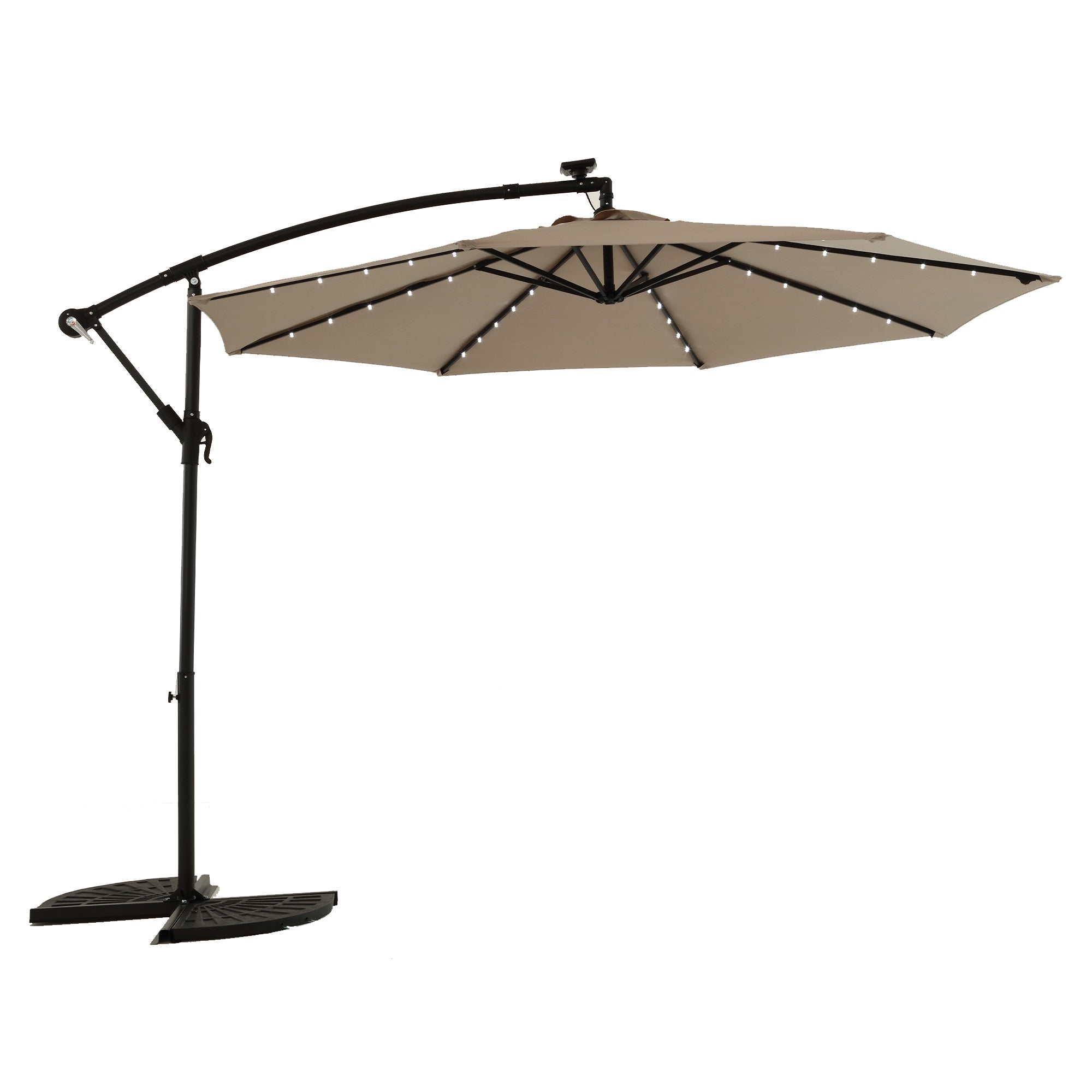 10 ft. Offset Hanging Outdoor Market Umbrella with Solar LED BOHFPU02KH