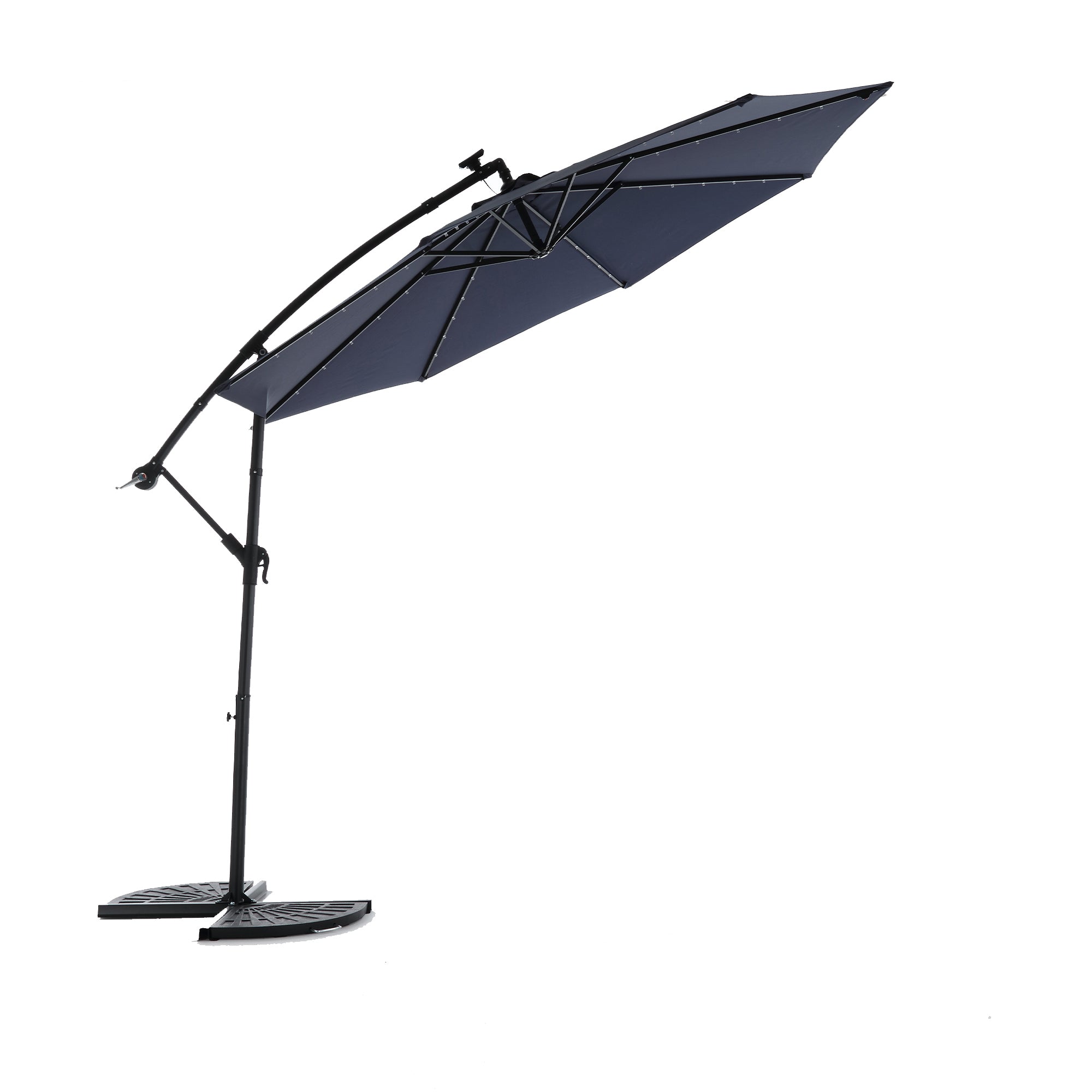 10 ft. Offset Hanging Outdoor Market Umbrella with Solar LED BOHFPU02NB