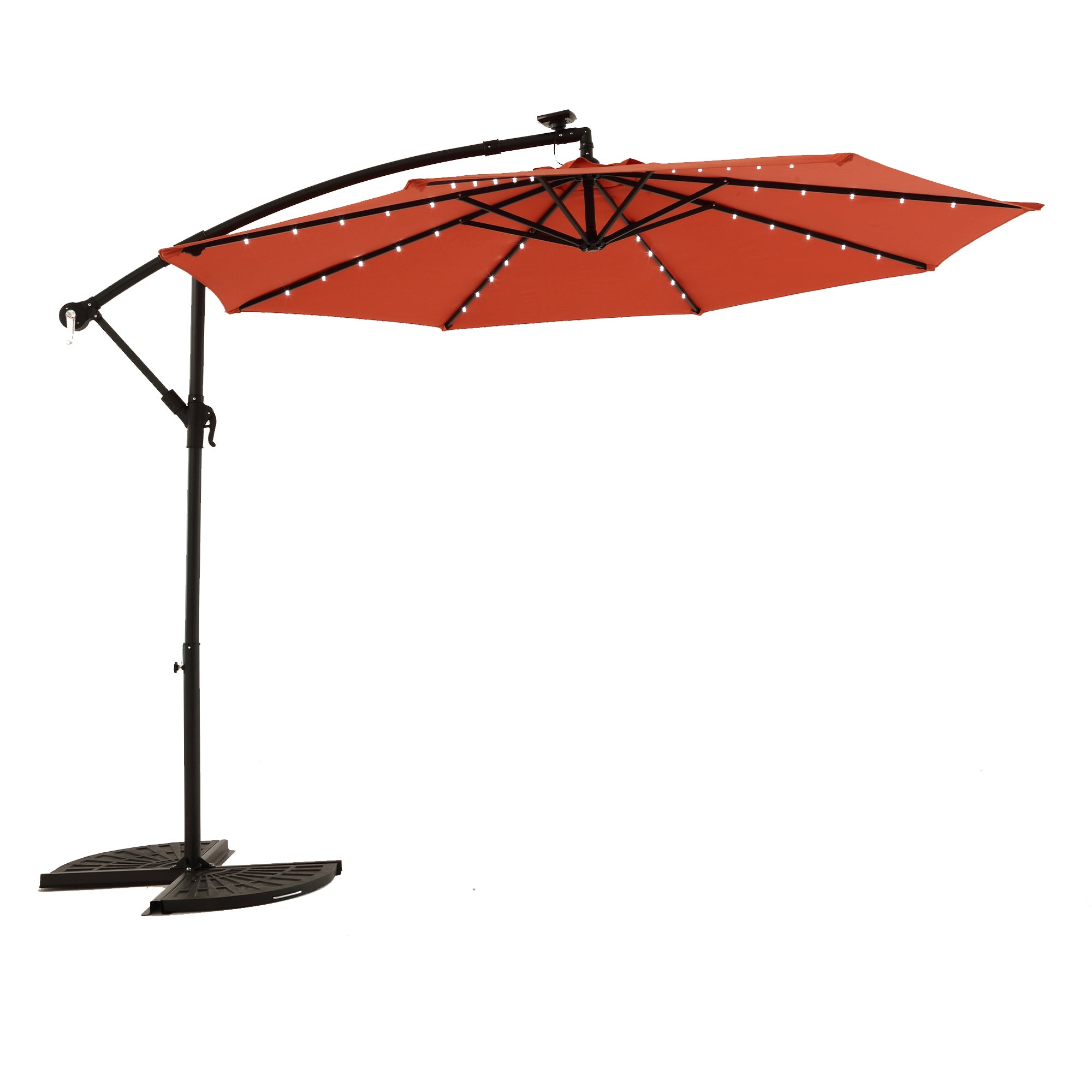 10 ft. Offset Hanging Outdoor Market Umbrella with Solar LED BOHFPU02ORG