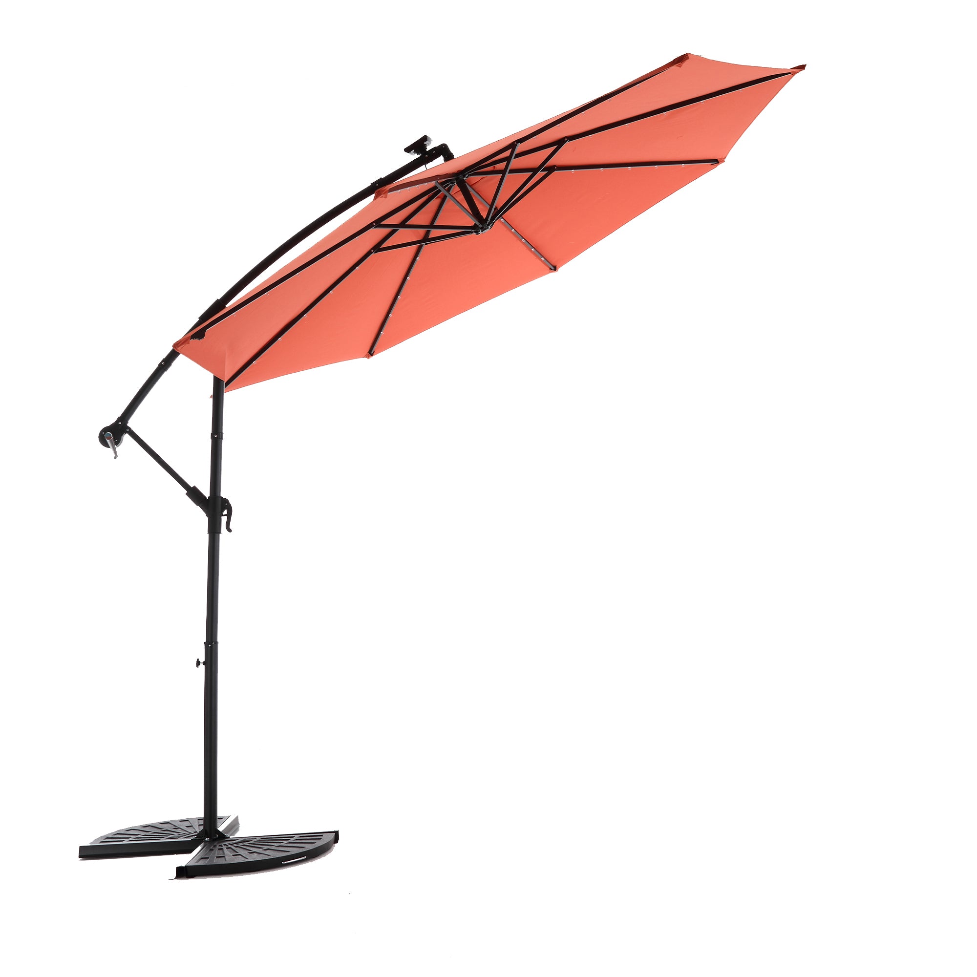 10 ft. Offset Hanging Outdoor Market Umbrella with Solar LED BOHFPU02ORG