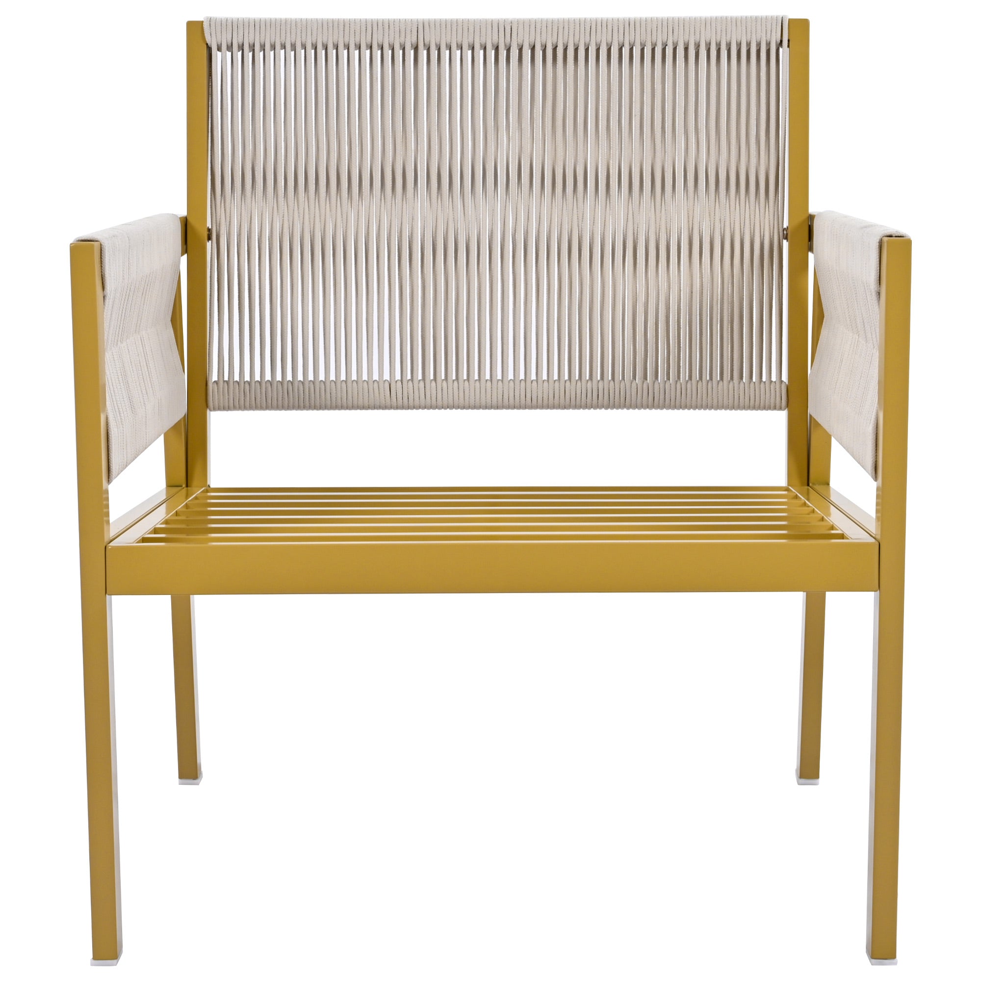 4-Piece Boho Rope Patio Conversation Set with Beige Cushions and Tempered Glass Table