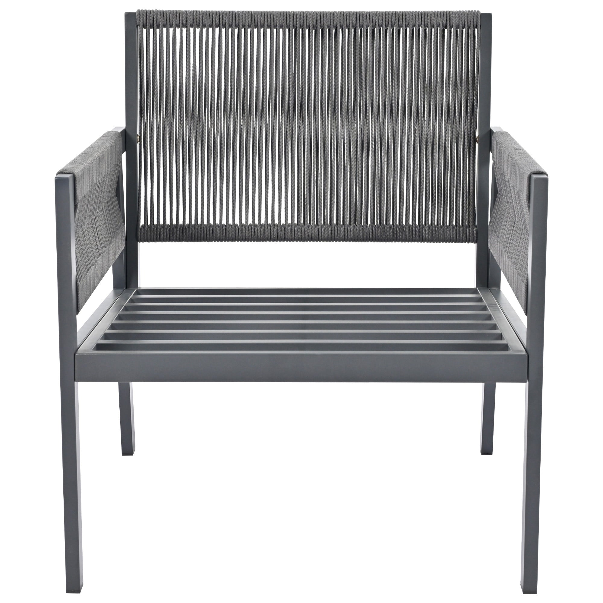 4-Piece Boho Rope Patio Conversation Set with Beige Cushions and Tempered Glass Table