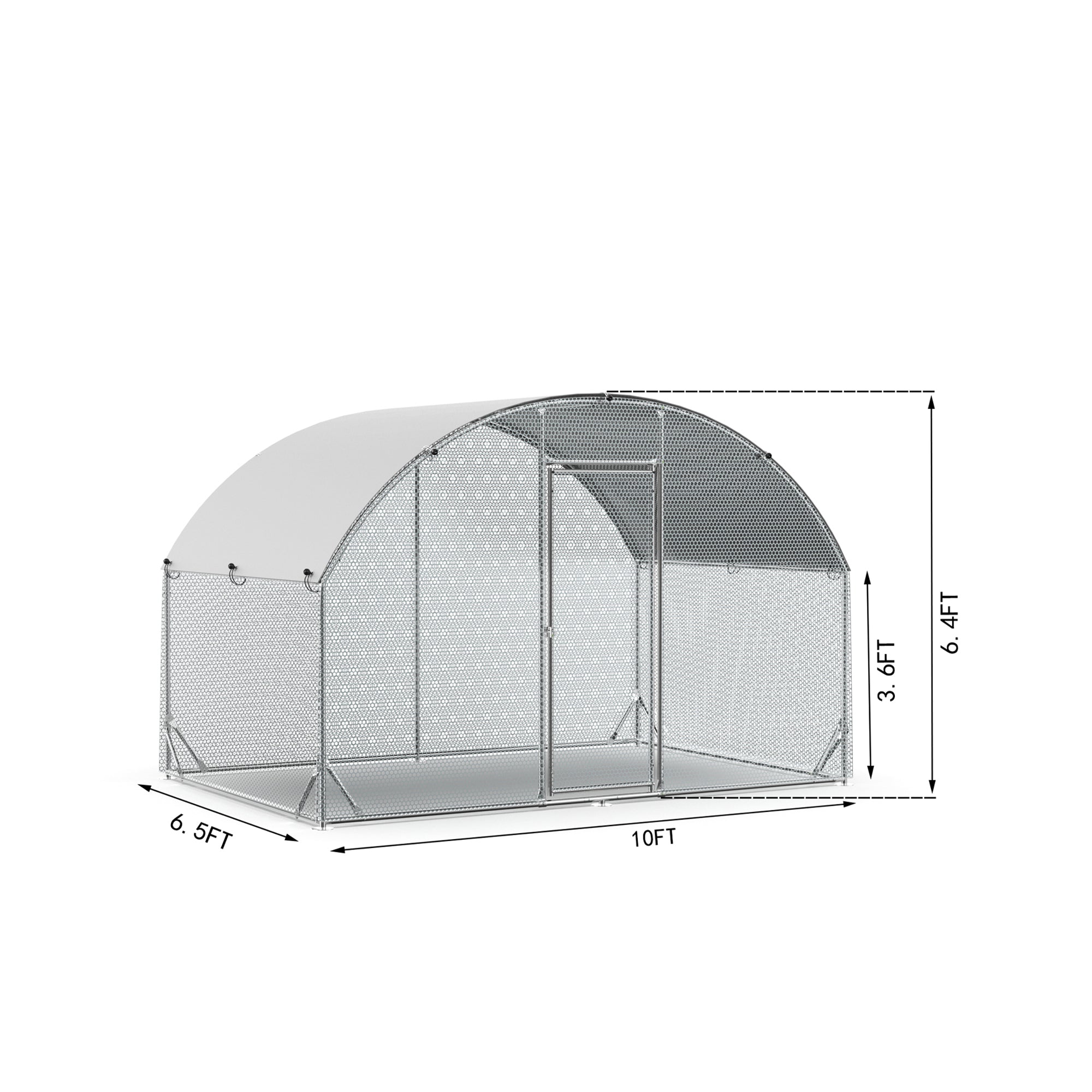 10' x 6.5' Large Metal Chicken Coop with Water-Resident and Anti-UV Cover BOMERCC02-SV