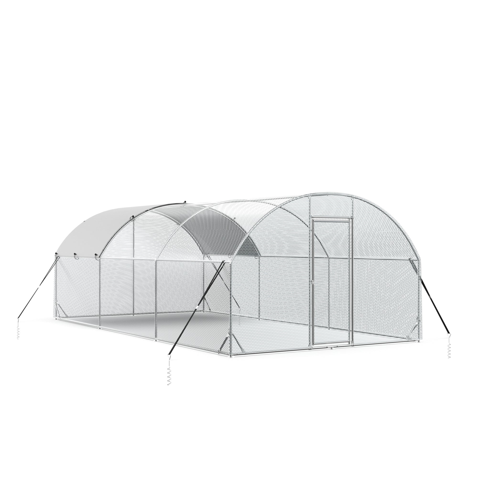 19.5 ft. Large Metal Chicken Coop with High-Quality Steel Pipe Frame Large and Water-Resident Cover BOMERCC03-SV