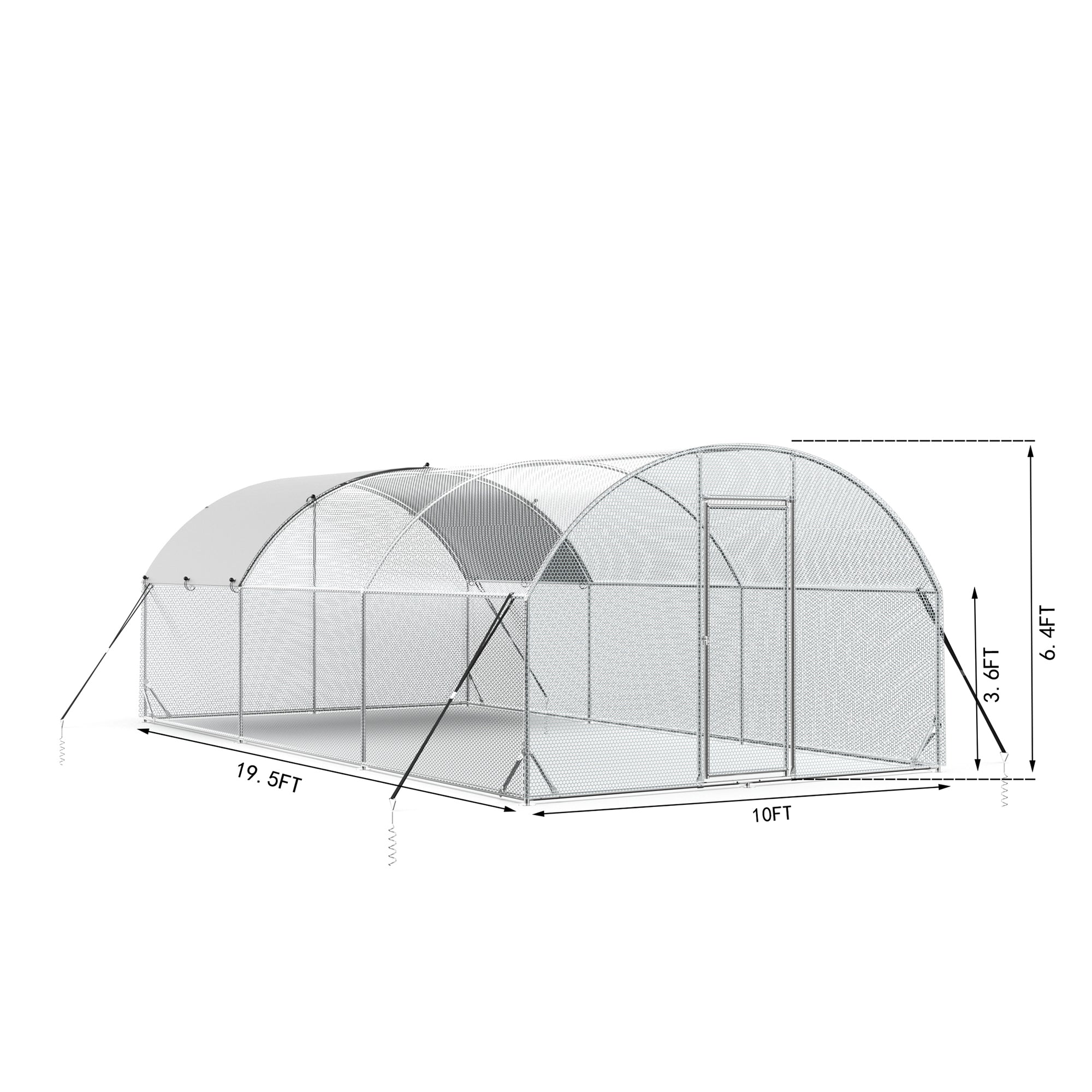 19.5 ft. Large Metal Chicken Coop with High-Quality Steel Pipe Frame Large and Water-Resident Cover BOMERCC03-SV