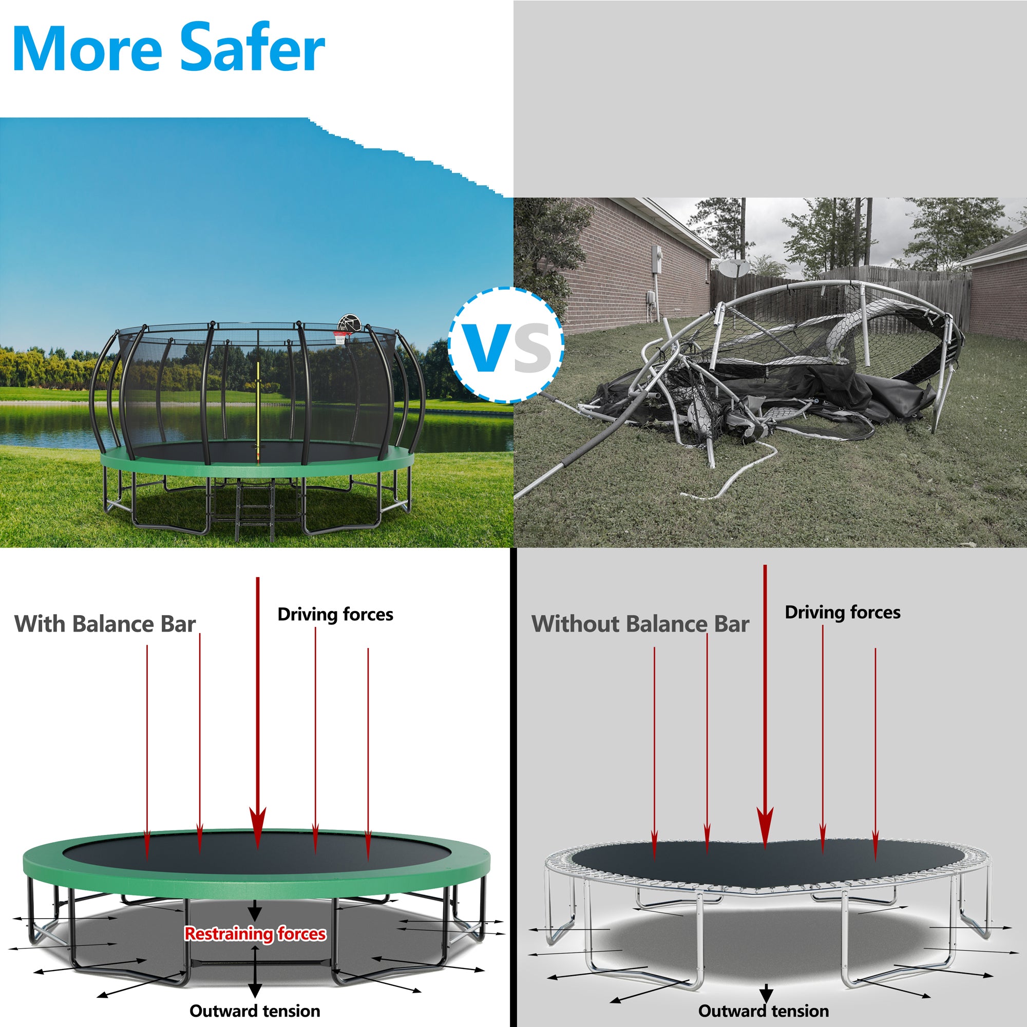 15 ft. Green Galvanized Anti-Rust Outdoor Round Coating Trampoline with Basketball Hoop with Ladder and Shoe Bag BOMERTP20AMGRN