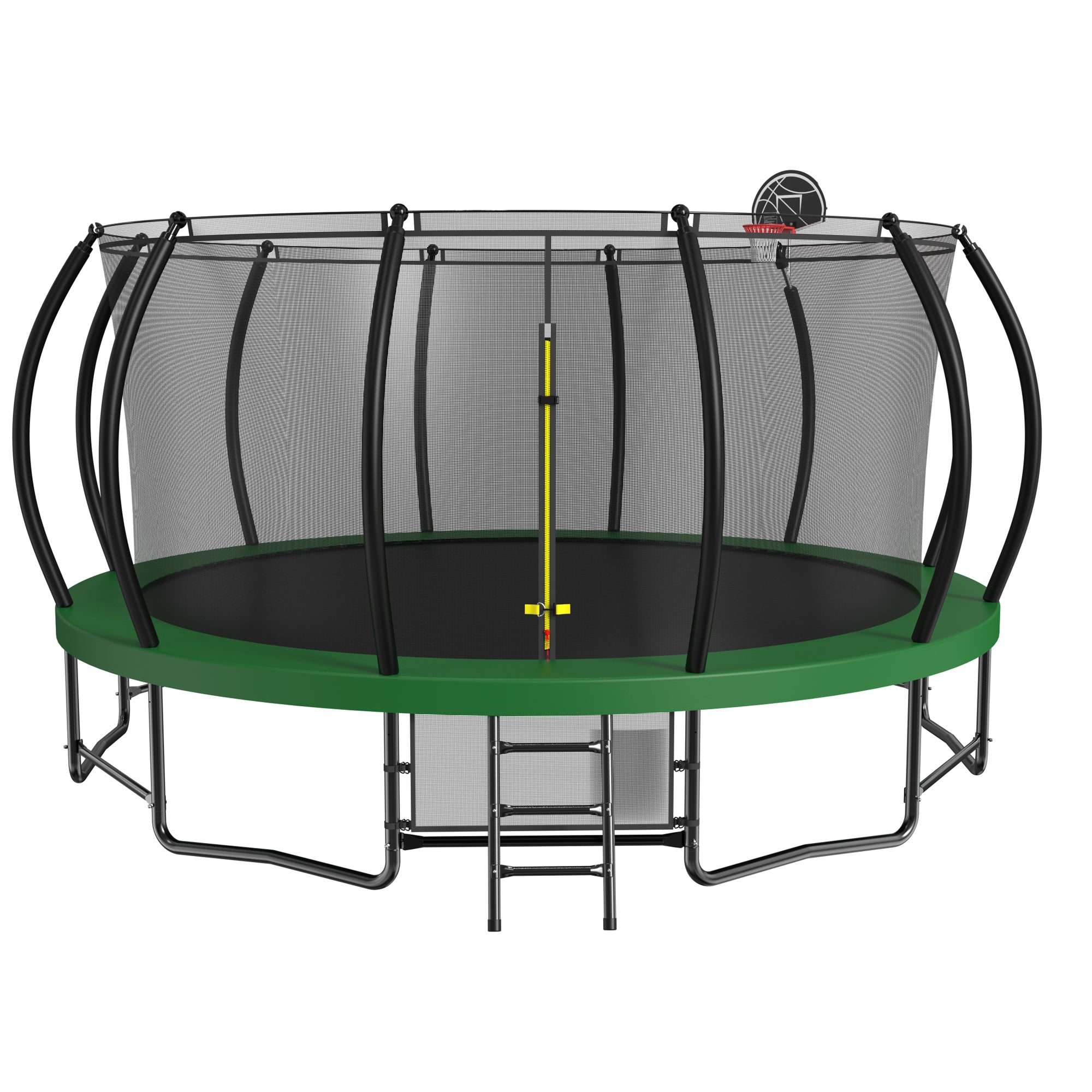 15 ft. Green Galvanized Anti-Rust Outdoor Round Coating Trampoline with Basketball Hoop with Ladder and Shoe Bag BOMERTP20AMGRN