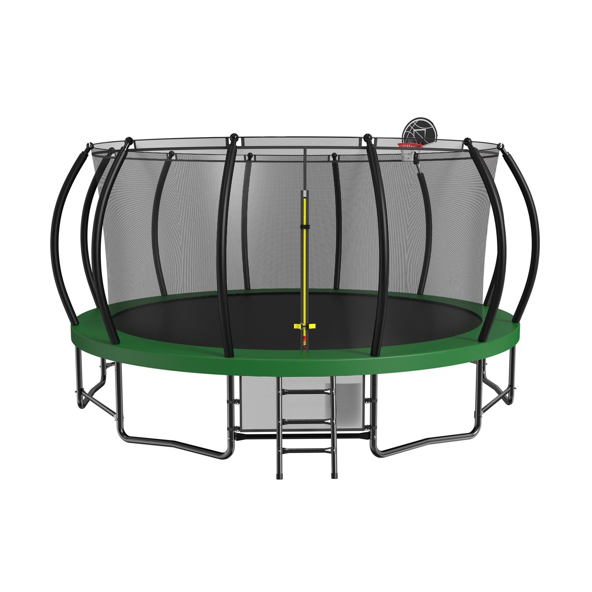 16 ft. Green Galvanized Anti-Rust Outdoor Round Coating Trampoline with Basketball Hoop with Ladder and Shoe Bag BOMERTP28-GRN