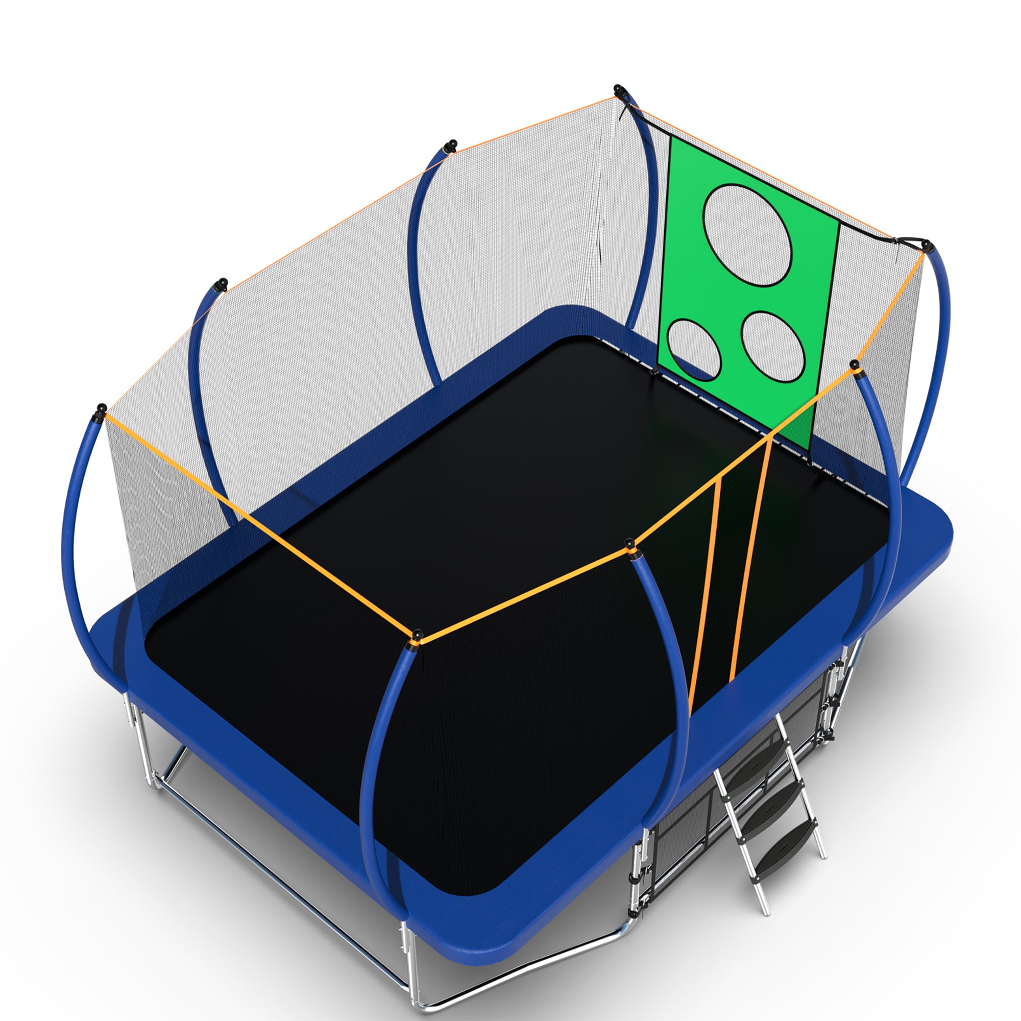8 ft. x 14 ft. Blue Galvanized Anti-Rust Outdoor Rectangle Coating Trampoline with Enclosure and Ladder BOMERTP34-BL