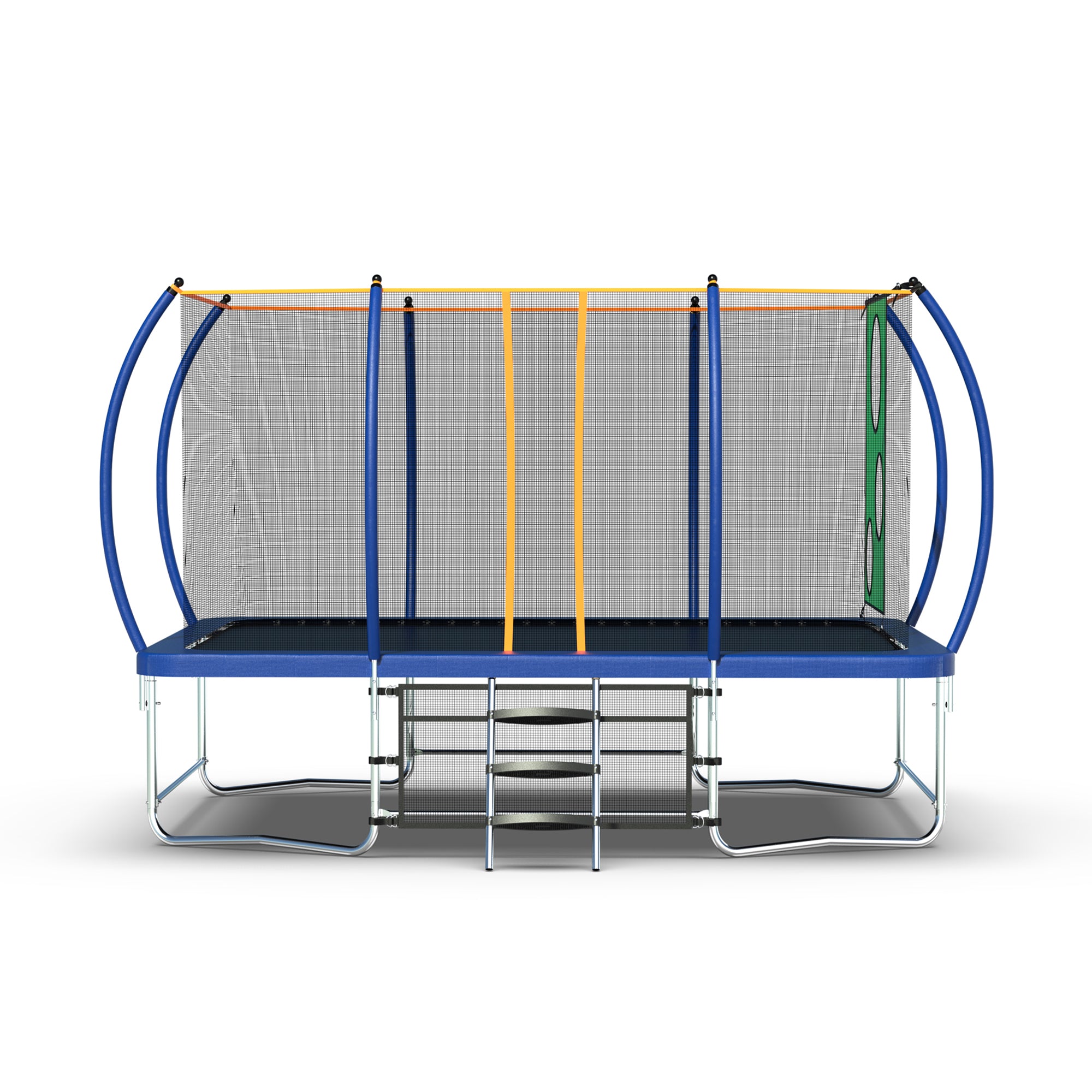 8 ft. x 14 ft. Blue Galvanized Anti-Rust Outdoor Rectangle Coating Trampoline with Enclosure and Ladder BOMERTP34-BL