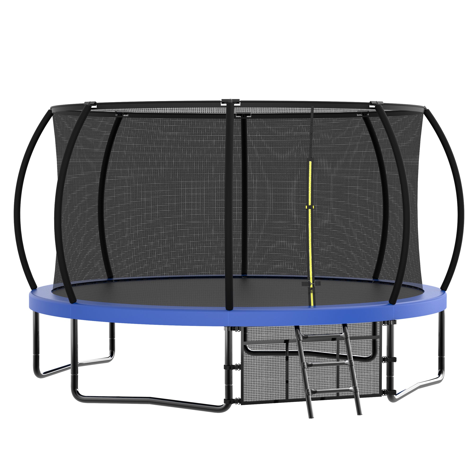 12 ft. Blue Galvanized Anti-Rust Outdoor Round Trampoline with Balance Bar with Basketball Hoop and Carriage Bag  BOMERTP47-BL