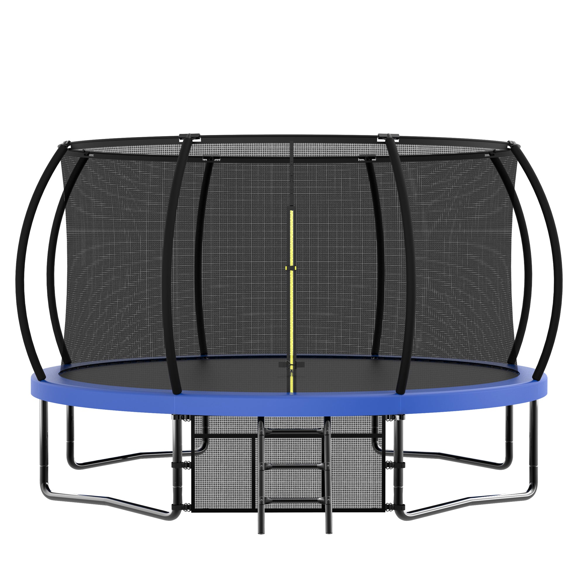 12 ft. Blue Galvanized Anti-Rust Outdoor Round Trampoline with Balance Bar with Basketball Hoop and Carriage Bag  BOMERTP47-BL