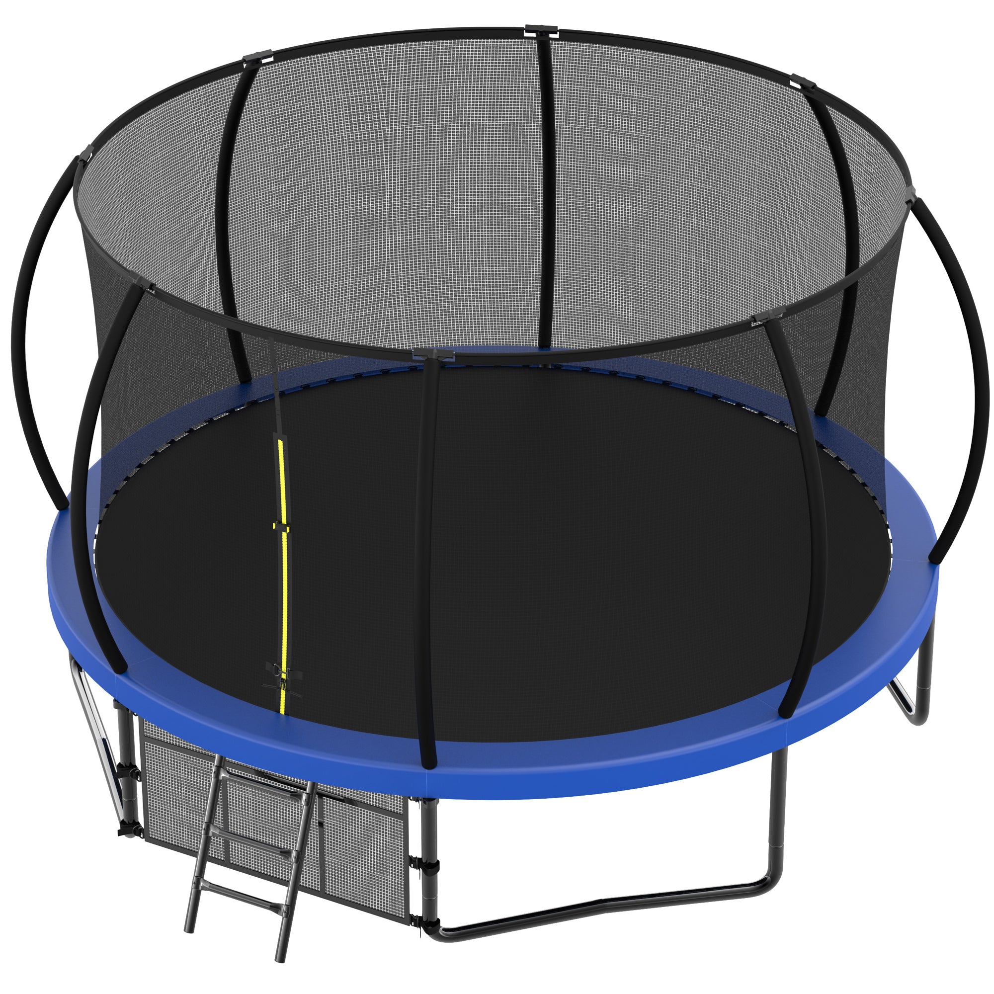 12 ft. Blue Galvanized Anti-Rust Outdoor Round Trampoline with Balance Bar with Basketball Hoop and Carriage Bag  BOMERTP47-BL