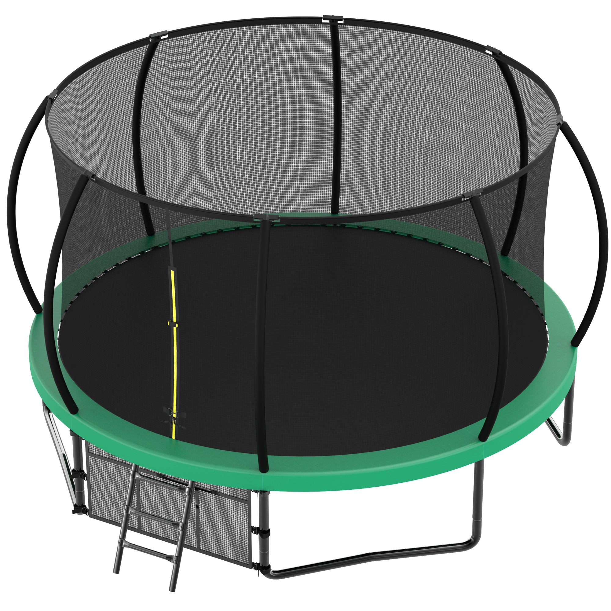 12 ft. Green Galvanized Anti-Rust Outdoor Round Trampoline with Balance Bar with Enclosure Net and Carriage Bag BOMERTP47-GRN