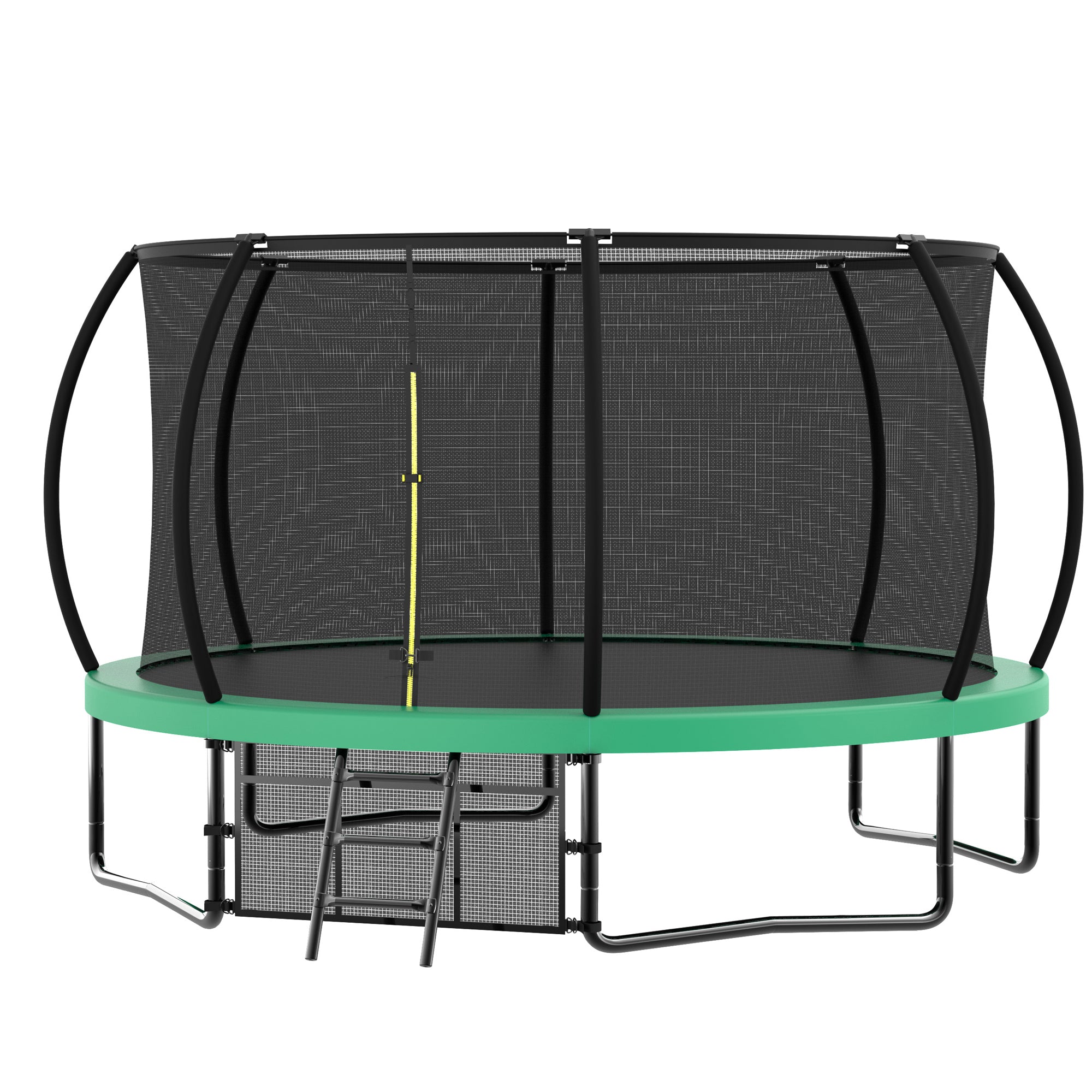 12 ft. Green Galvanized Anti-Rust Outdoor Round Trampoline with Balance Bar with Enclosure Net and Carriage Bag BOMERTP47-GRN