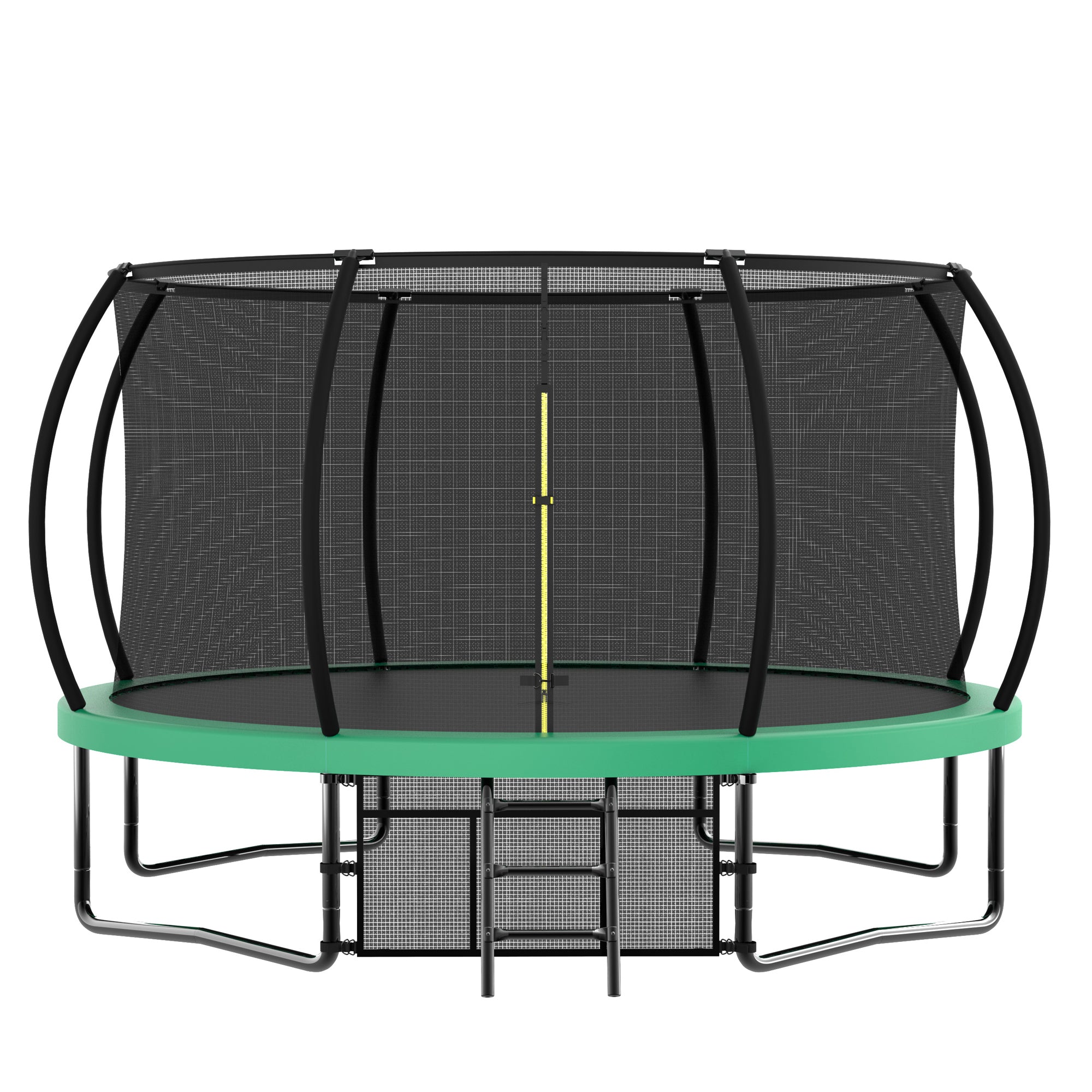 12 ft. Green Galvanized Anti-Rust Outdoor Round Trampoline with Balance Bar with Enclosure Net and Carriage Bag BOMERTP47-GRN