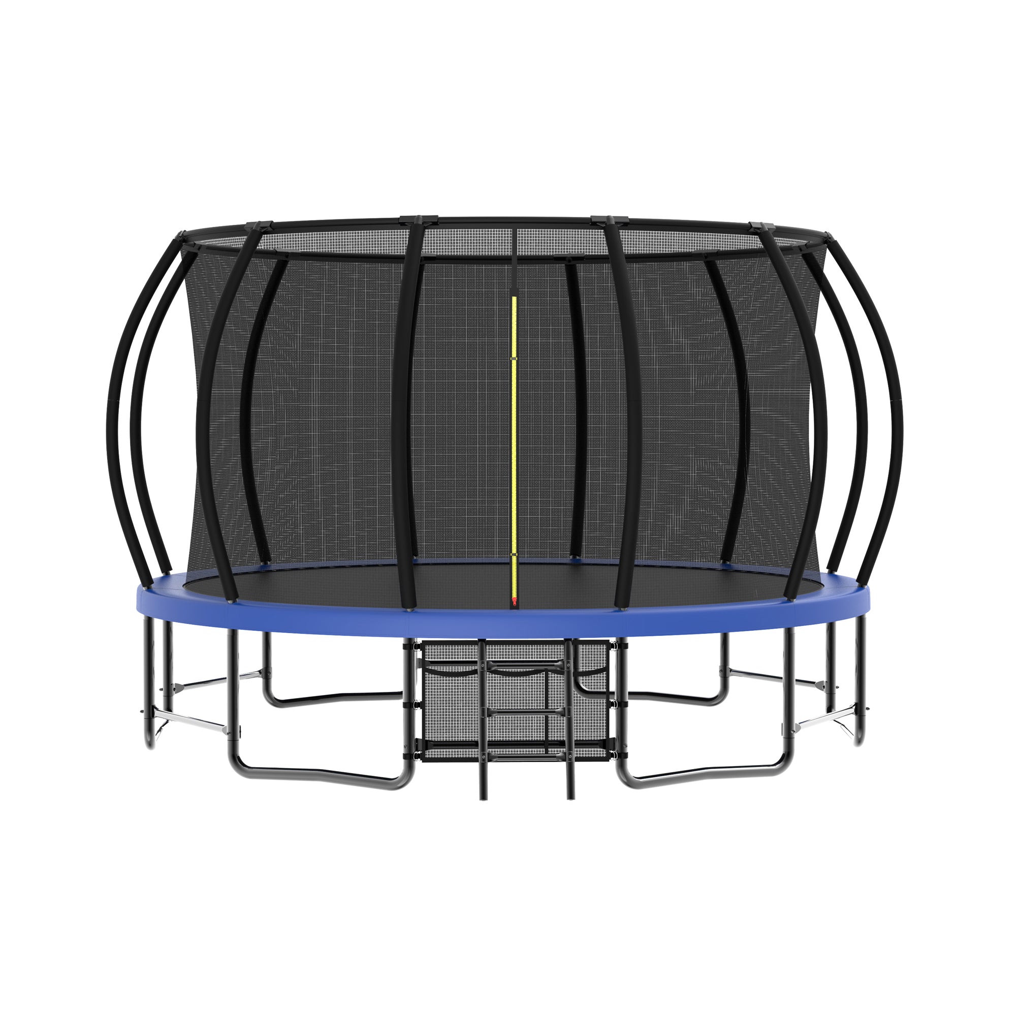 15 ft. Blue Galvanized Anti-Rust Outdoor Round Trampoline with Balance Bar with Enclosure Net and Carriage Bag BOMERTP50-BL