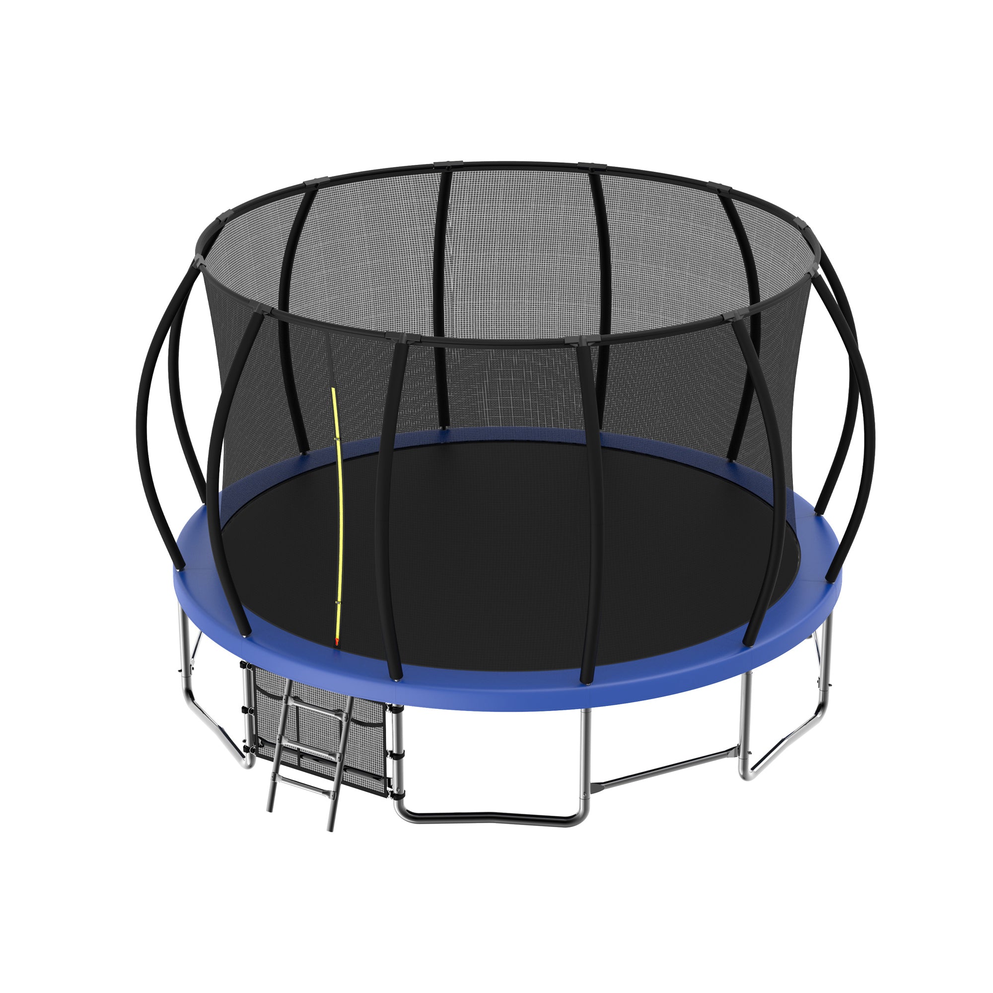 15 ft. Blue Galvanized Anti-Rust Outdoor Round Trampoline with Balance Bar with Enclosure Net and Carriage Bag BOMERTP50-BL