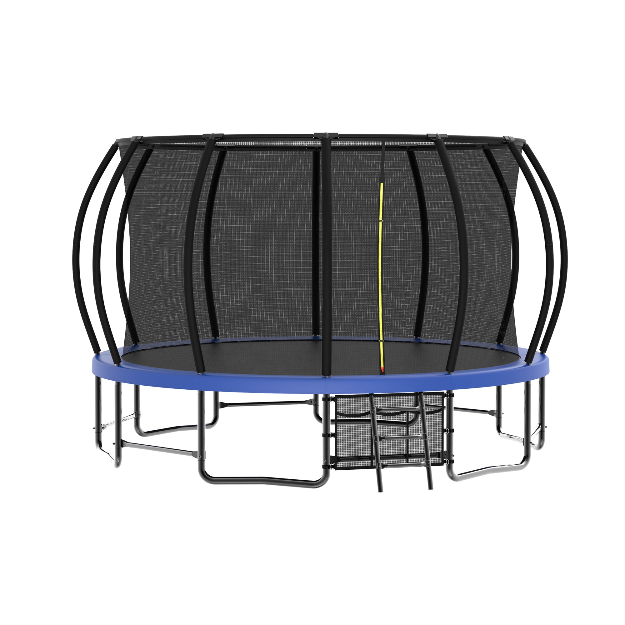 15 ft. Blue Galvanized Anti-Rust Outdoor Round Trampoline with Balance Bar with Enclosure Net and Carriage Bag BOMERTP50-BL