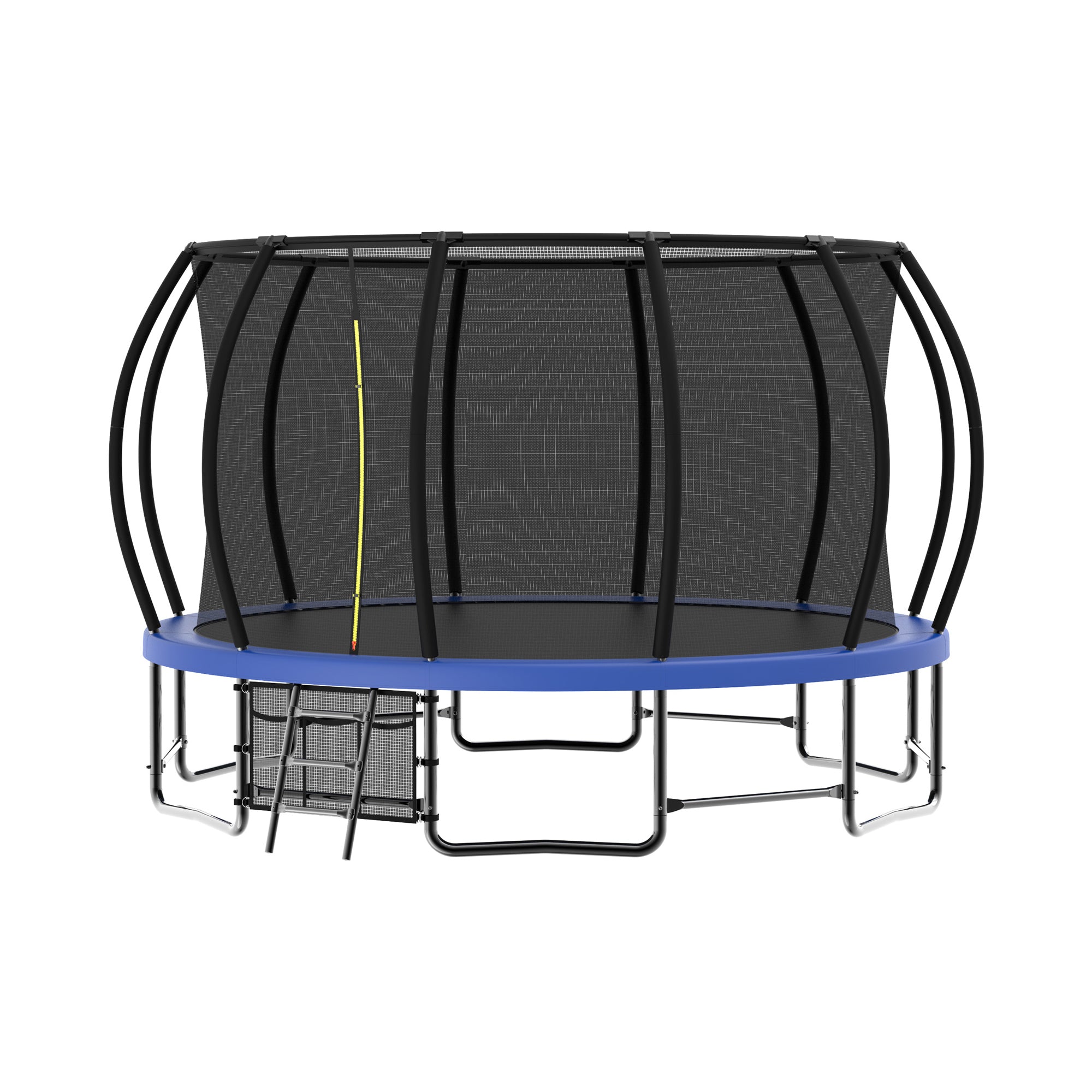 15 ft. Blue Galvanized Anti-Rust Outdoor Round Trampoline with Balance Bar with Enclosure Net and Carriage Bag BOMERTP50-BL