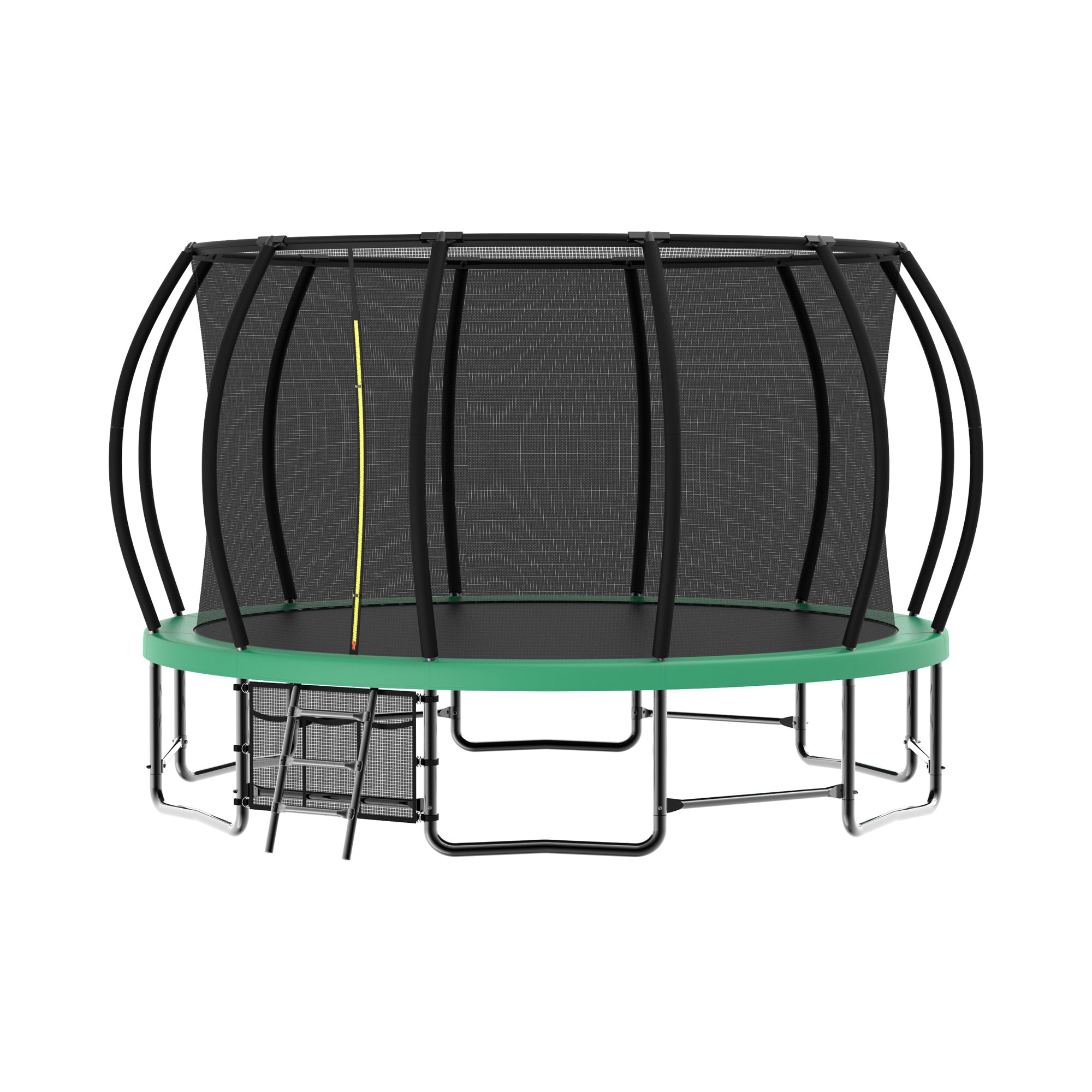 15 ft. Green Galvanized Anti-Rust Outdoor Round Trampoline with Balance Bar with Enclosure Net and Carriage Bag  BOMERTP50-GRN