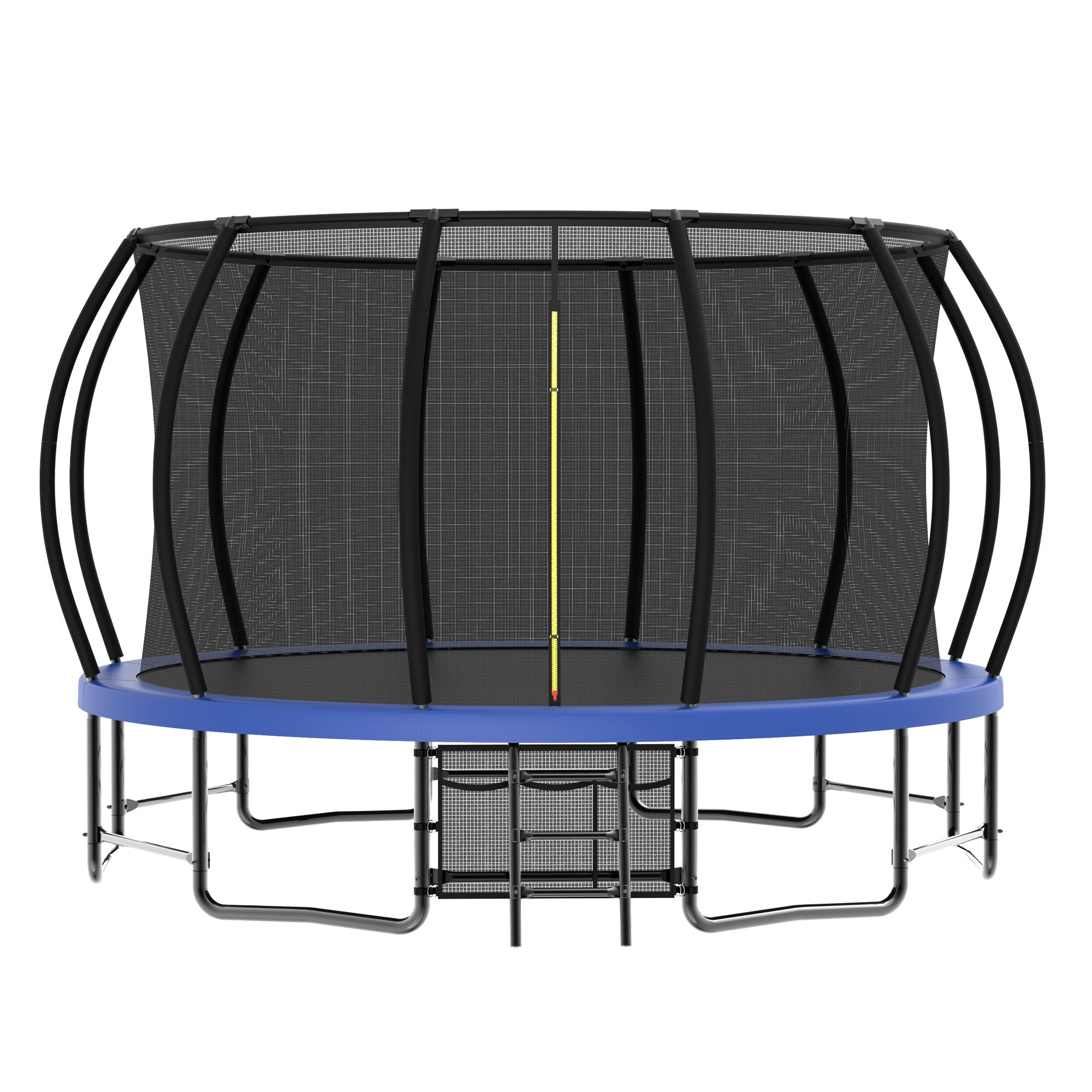 16 ft. Blue Galvanized Anti-Rust Outdoor Round Trampoline with Balance Bar with Enclosure Net and Carriage Bag BOMERTP51-BL