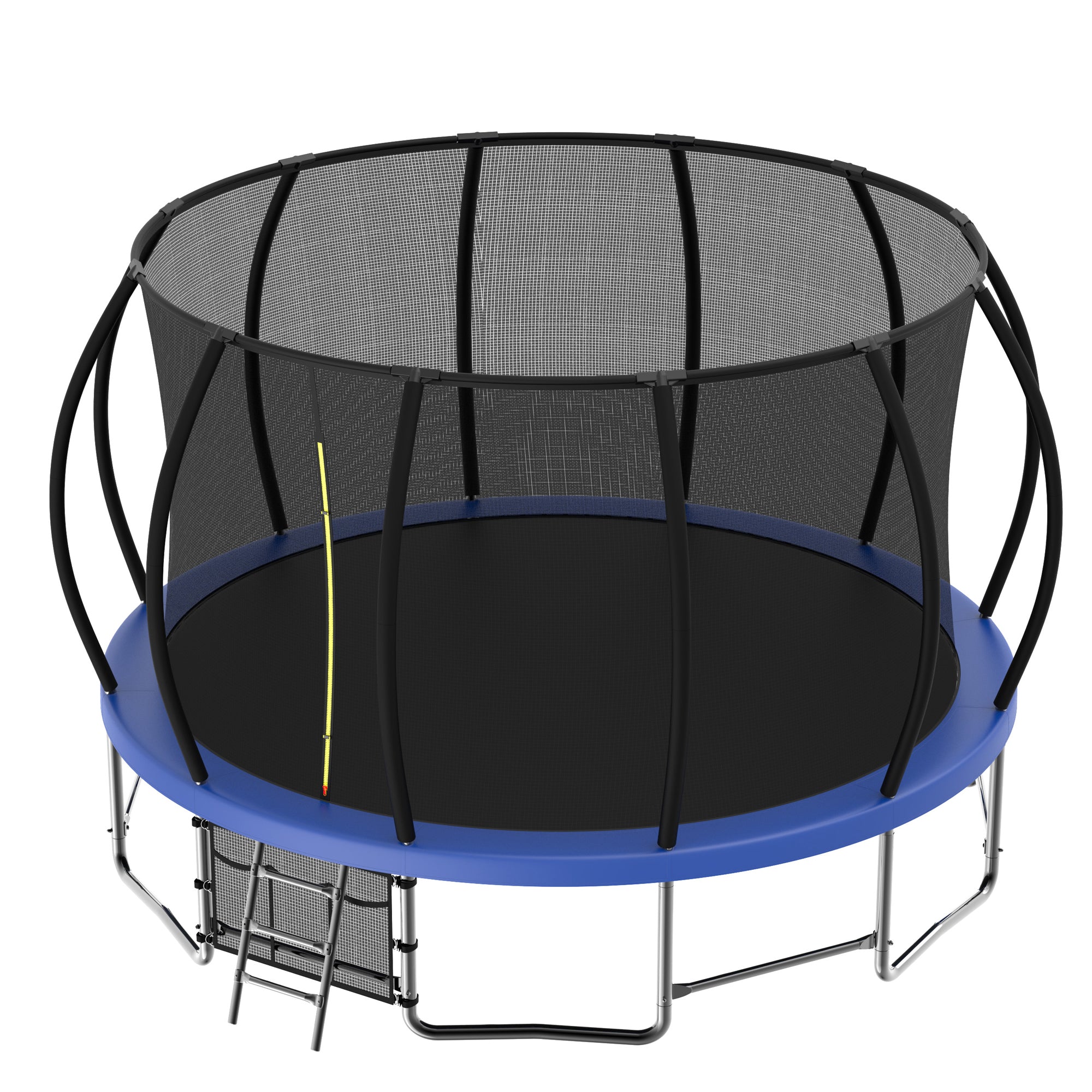 16 ft. Blue Galvanized Anti-Rust Outdoor Round Trampoline with Balance Bar with Enclosure Net and Carriage Bag BOMERTP51-BL