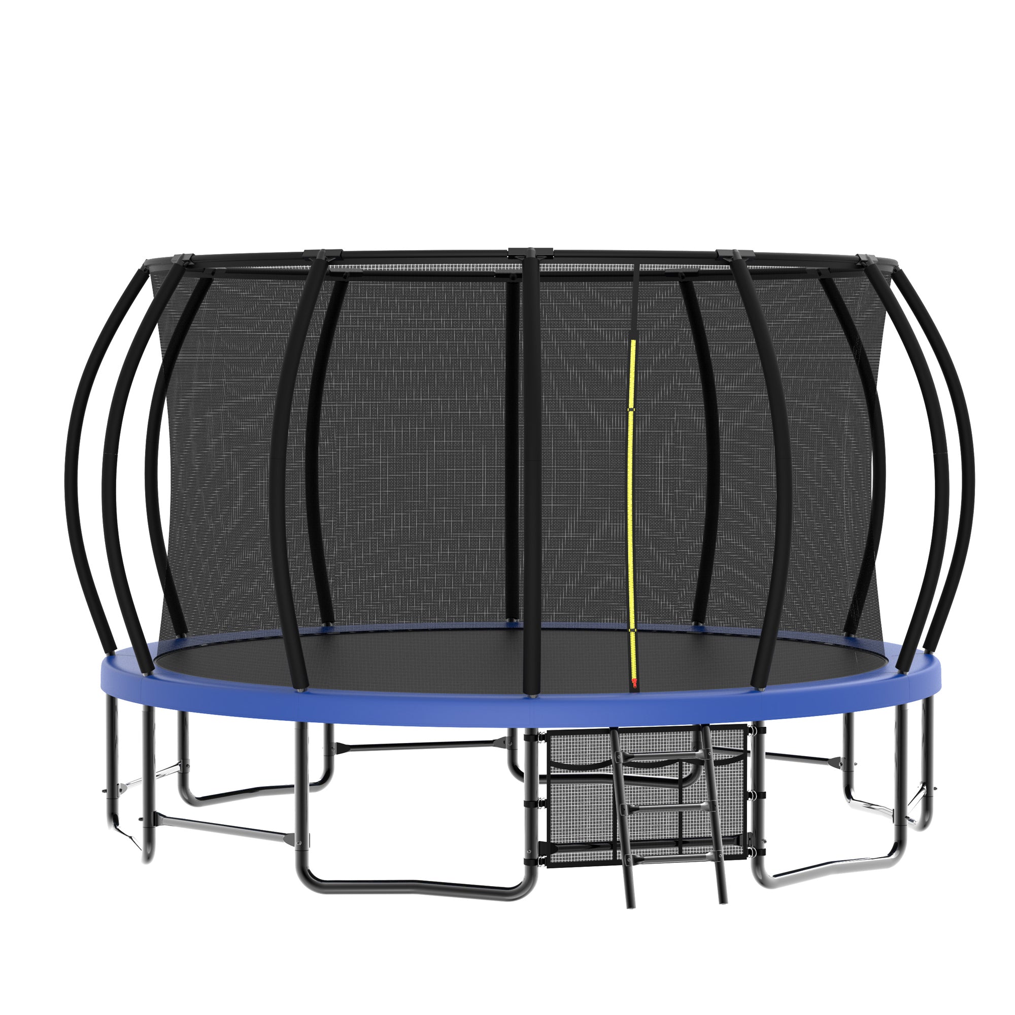 16 ft. Blue Galvanized Anti-Rust Outdoor Round Trampoline with Balance Bar with Enclosure Net and Carriage Bag BOMERTP51-BL