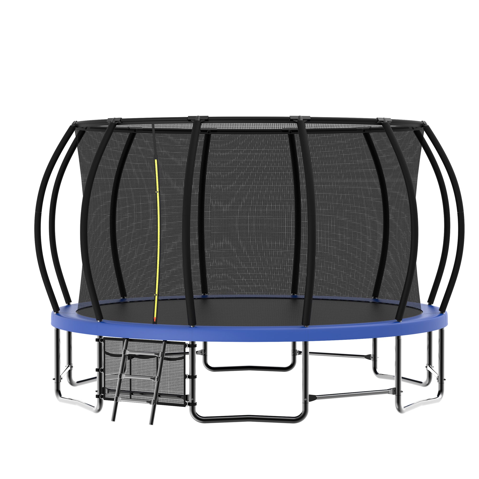 16 ft. Blue Galvanized Anti-Rust Outdoor Round Trampoline with Balance Bar with Enclosure Net and Carriage Bag BOMERTP51-BL