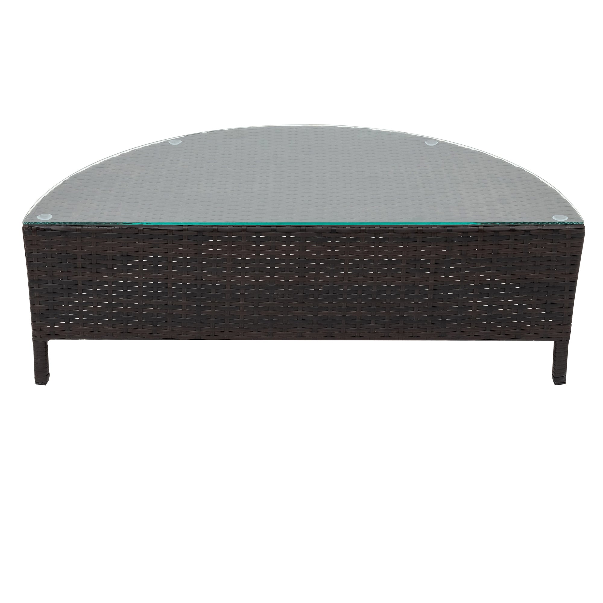 5-Piece PE Wicker Rattan Curved Outdoor Sectional Set with Grey Cushion