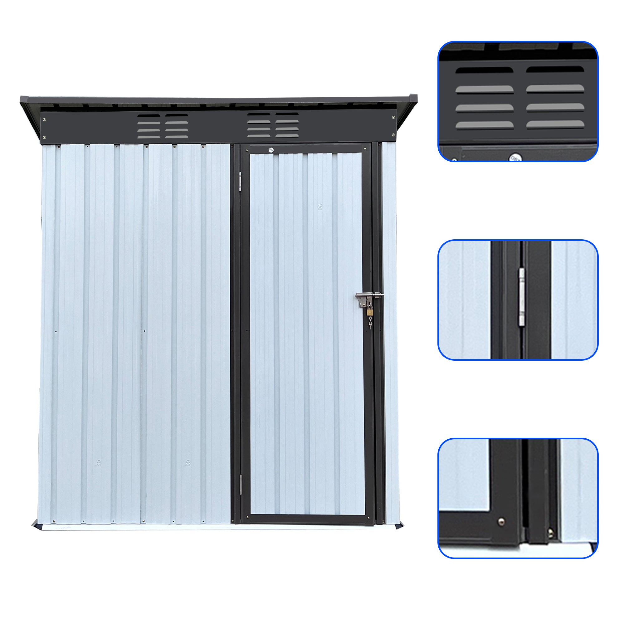 5 ft. W x 3 ft. D Metal Outdoor Storage Shed in White and Black (14 sq. ft.)  BOSTSTG02W-B