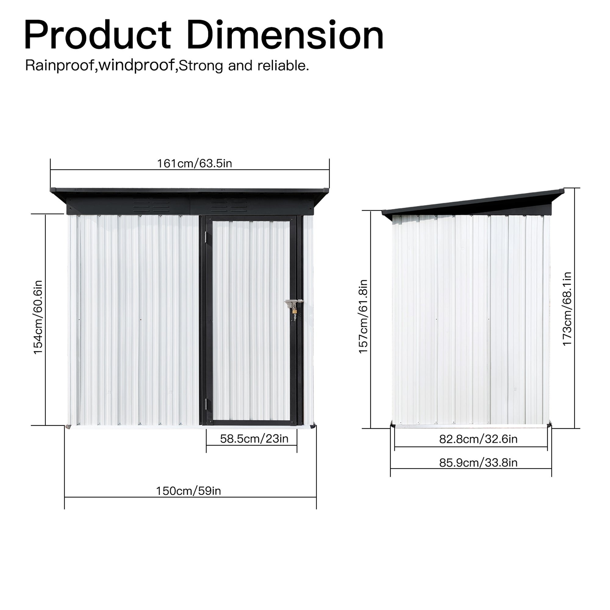 5 ft. W x 3 ft. D Metal Outdoor Storage Shed in White and Black (14 sq. ft.)  BOSTSTG02W-B
