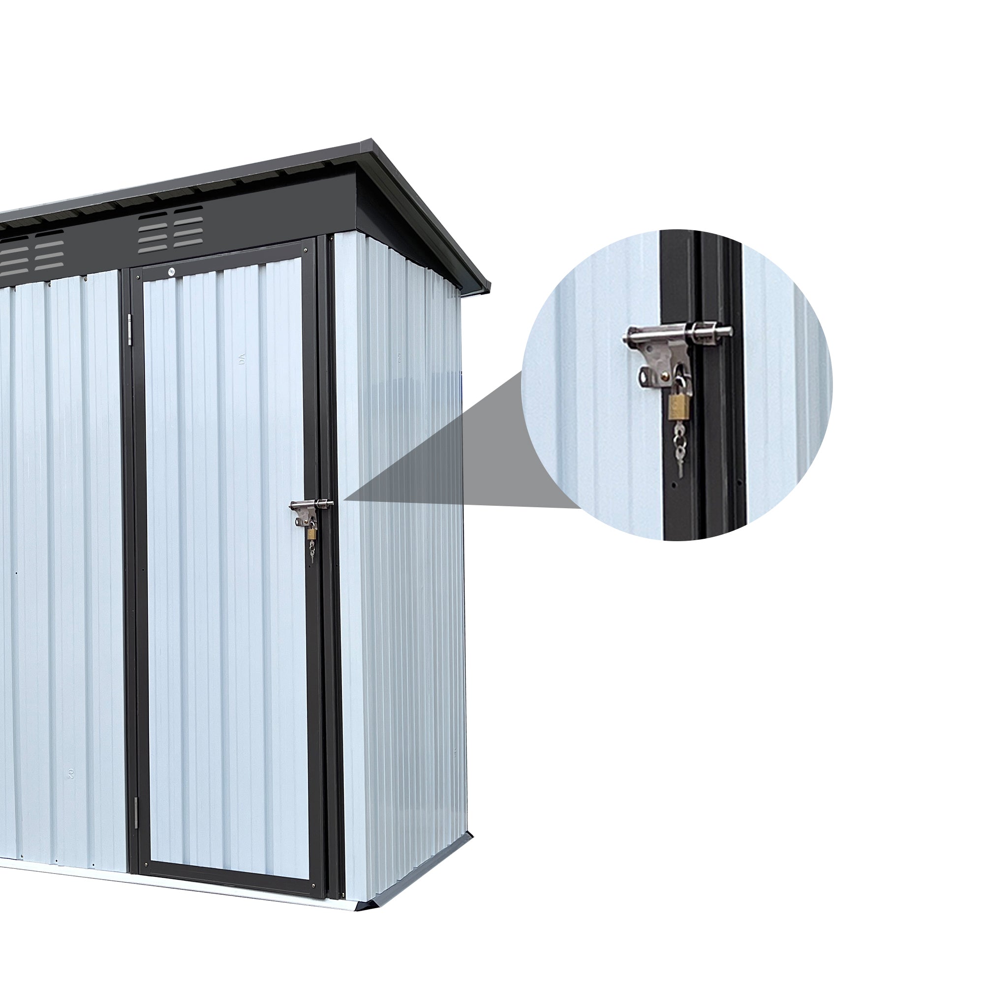 5 ft. W x 3 ft. D Metal Outdoor Storage Shed in White and Black (14 sq. ft.)  BOSTSTG02W-B